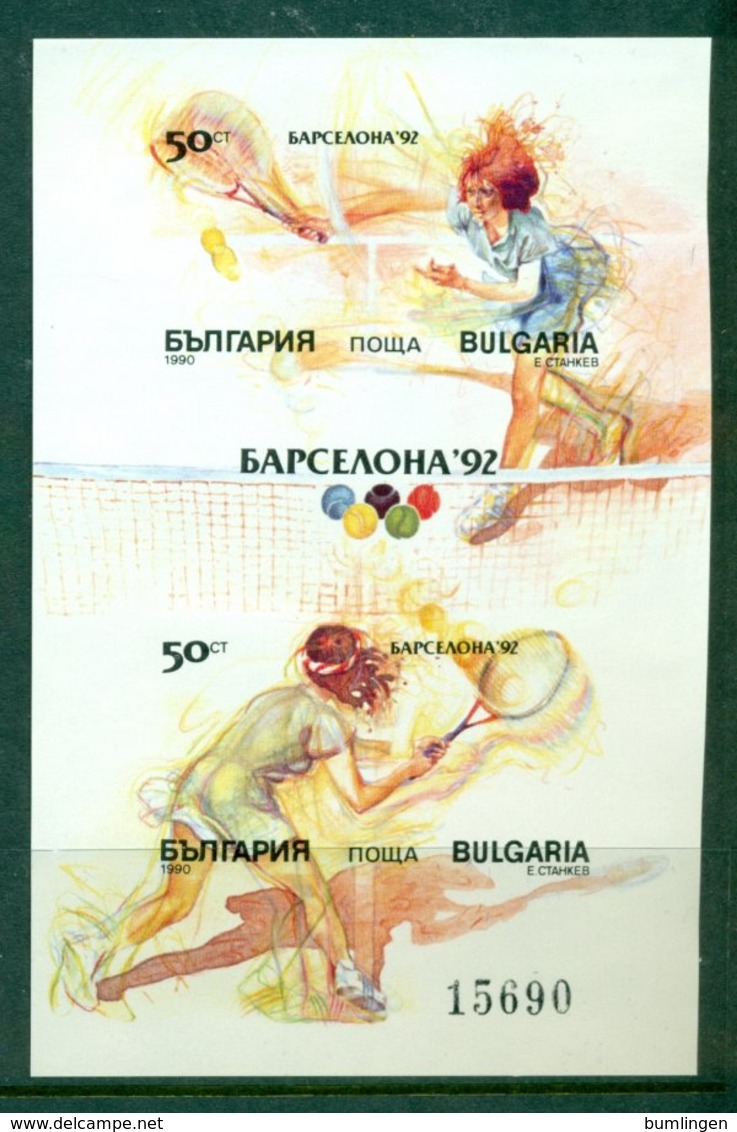 BULGARIA 1990 Mi BL 211B** Olympic Summer Games, Barcelona – Tennis [A3135] - Summer 1992: Barcelona
