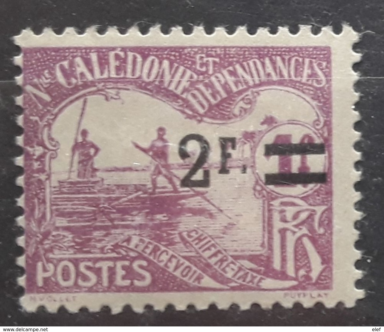 NOUVELLE CALÉDONIE 1926 TAXE, Yvert No 24 , Surchargé 2 F Sur 1 F Violet , Neuf * MH TB - Strafport