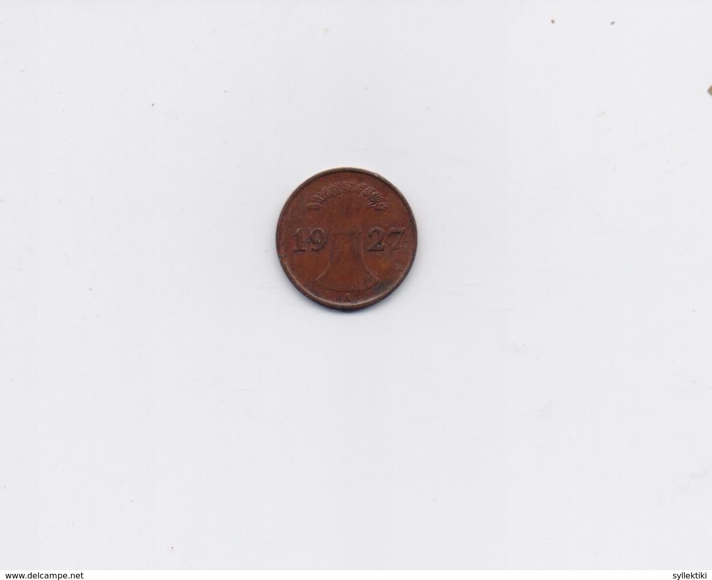 GERMANY DEUTSCHES REICH 1927 A 1 PFENNIG COPPER COIN - 1 Rentenpfennig & 1 Reichspfennig