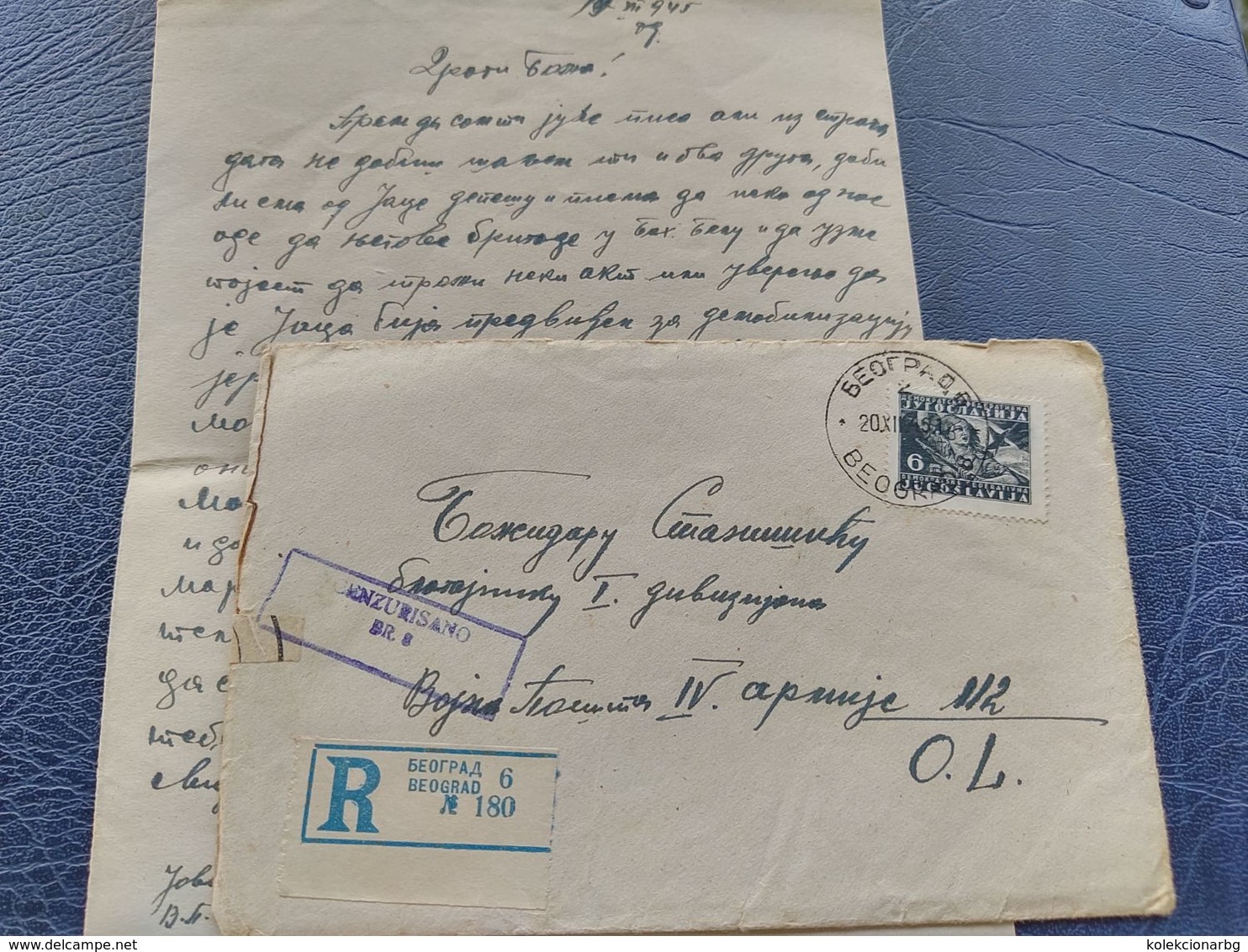 1588.Yugoslavia Partisan Partizan Complete Letter With Censored Seal 1945. IV Yugoslav Army Glavna Vojna Pošta - Covers & Documents