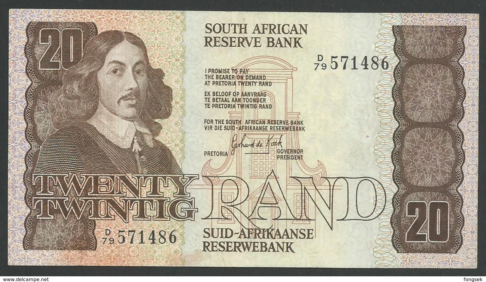 SOUTH AFRICA / AFRIQUE DU SUD. 20 RAND. BANK NAME IN ENGLISH. P 121b. SIGN.G.KOCK. WMK. JAN Van RIEBEECK. EF+ - Afrique Du Sud