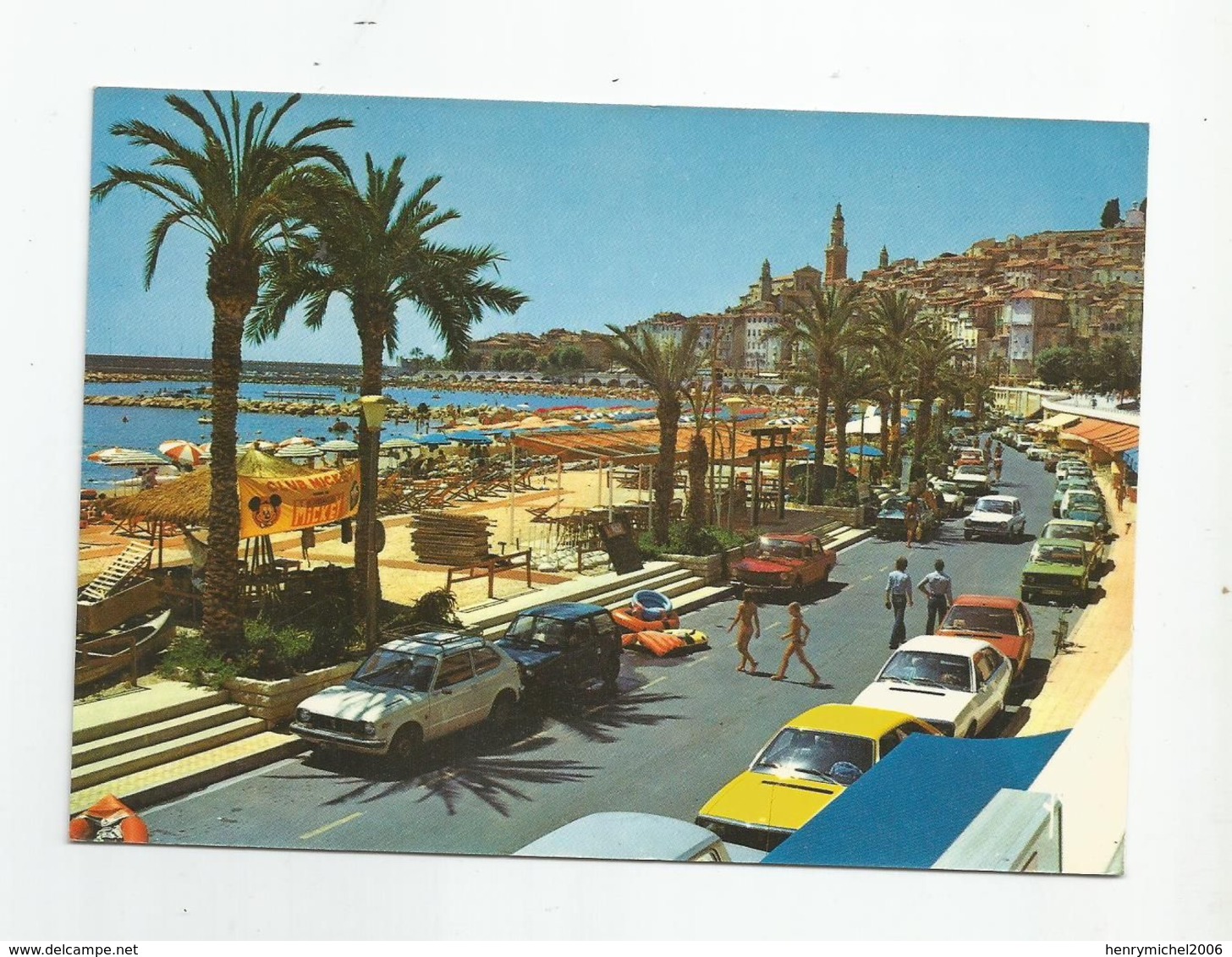 06 Menton Plage Quai Bonaparte Et La Vieille Ville Club Mickey 1979 - Menton