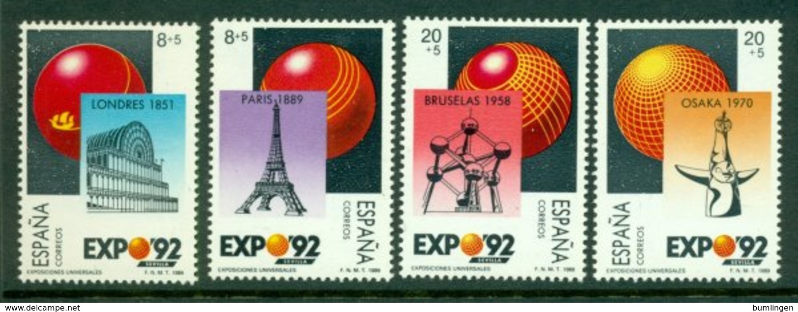 SPAIN 1989 Mi 2871-74** World Expo, Sevilla [A4899] - 1992 – Séville (Espagne)