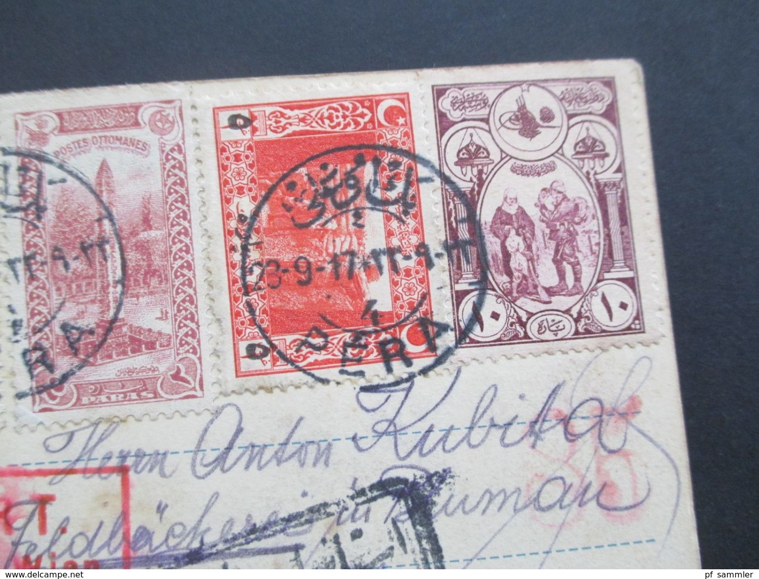 Türkei 1917 Echtfoto AK Constantinople Fanaraki Stempel Pera FP 1.WK Roter Stempel Zensuriert KuK Zensurstelle Wien - Lettres & Documents