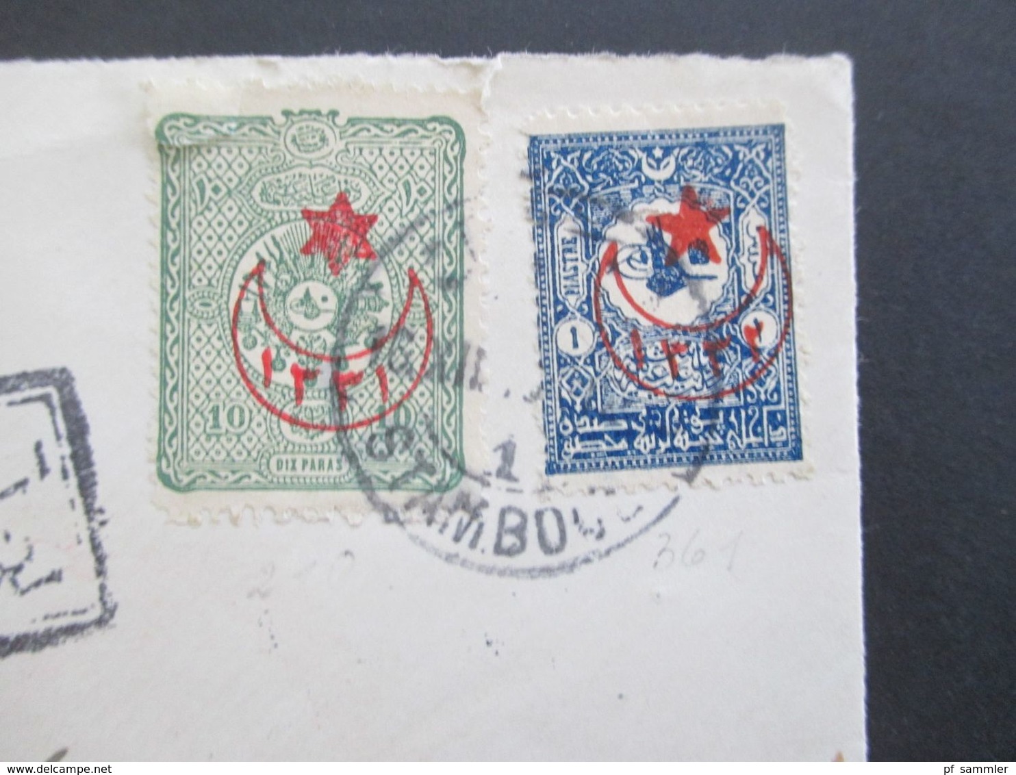 Türkei 1917 Einschreiben ?! 2 Marken Mit Aufdruck Auf Brief In Die Schweiz Mit Rotem Papiersiegel!! - Storia Postale