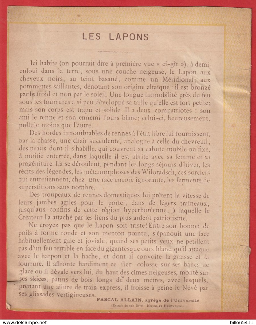 Protége Cahier Ancien Fin XIXéme Collection Moeurs Et Habitations  Les Lapons ( Typie ; Skieur ) - Protège-cahiers