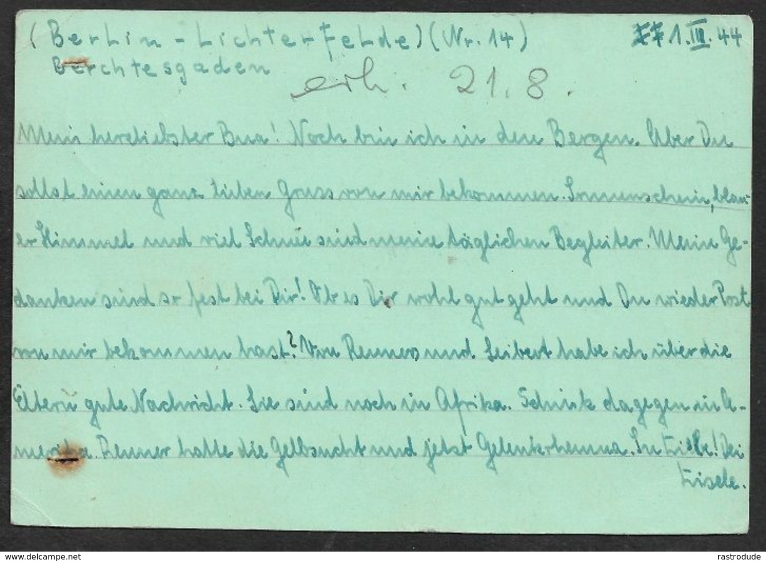 1944 PRISONNIERS DE GUERRE - KRIEGSGEFANGENENPOST - BERLIN, A GÉRYVILLE  / LAGER Nr.1, ALGERIE - CENSURE, CACHET DÉPOT - Covers & Documents