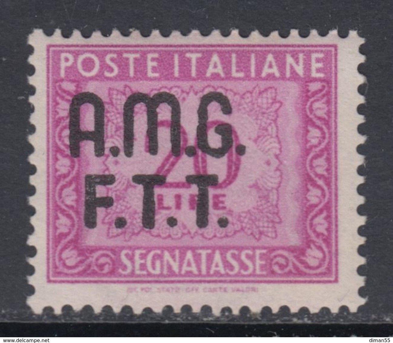 Trieste Zona A - AMG-FTT - Segnatasse N.14 - Cat. 70 Euro  Varietà Soprastampa Spostata - Gomma Integra - MNH** - Taxe