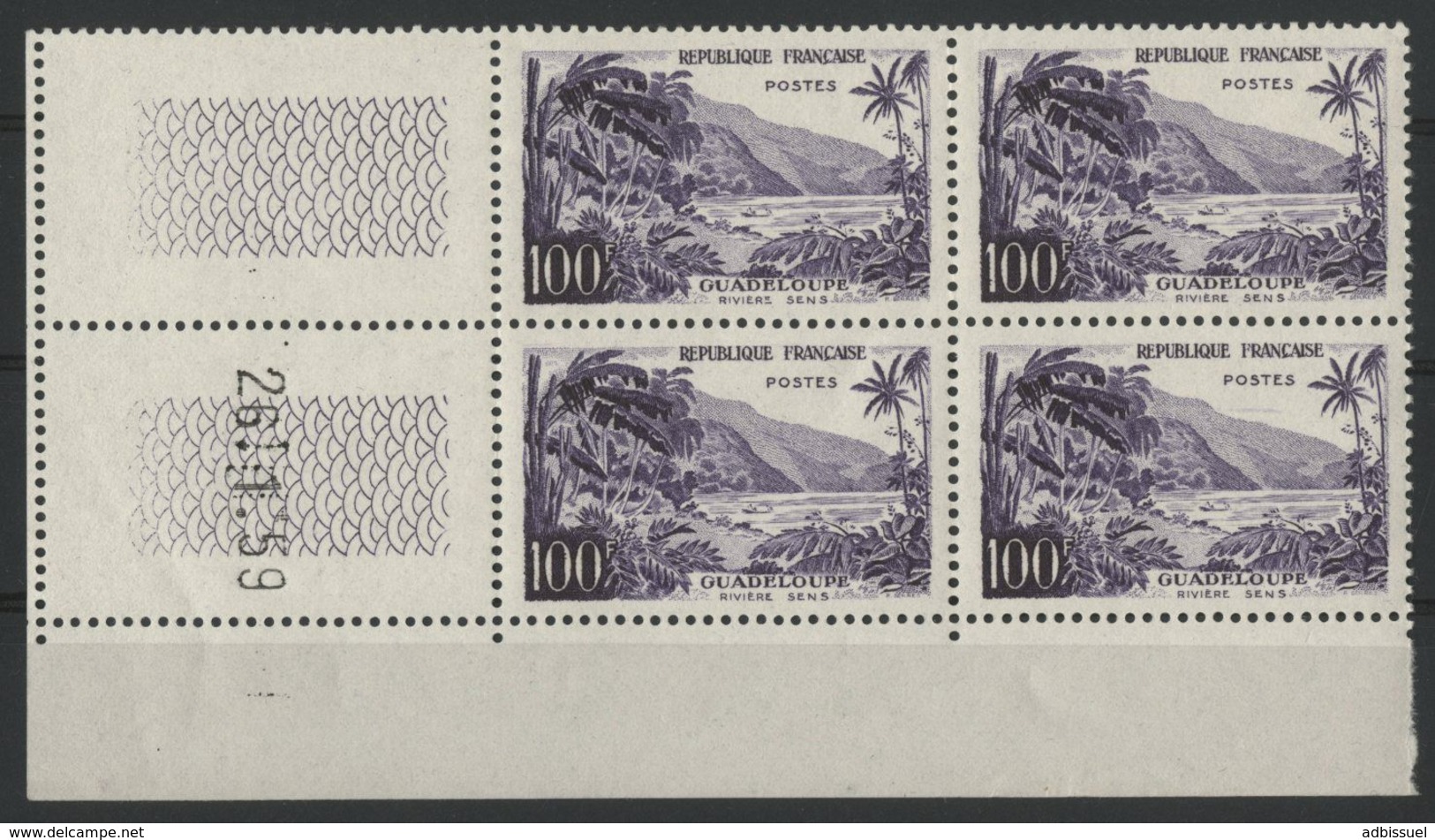 N° 1194 Cote 185 € ** (MNH). Coin Daté Du 26/1/59 "Guadeloupe / Rivière Sens" - 1950-1959