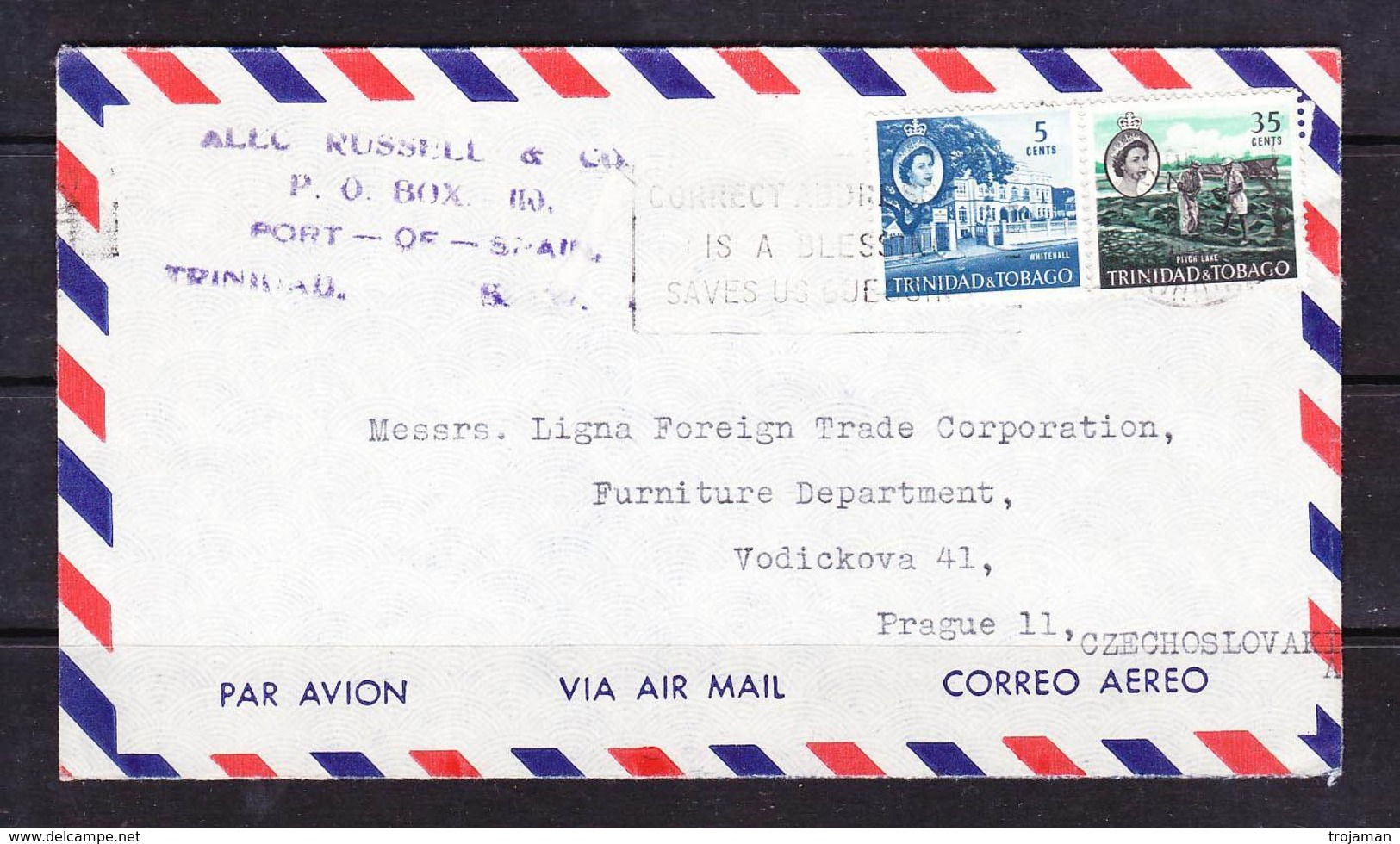 EX-PR-SC 21-36 AVIA LETTER FROM TRINIDAD & TOBAGO TO CZECHOSLOVAKIA - Trinidad & Tobago (...-1961)