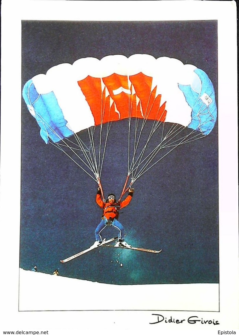 CPM 1980s Montagne France -Parapente à Ski. Edtd Subervie à Rodez -Photo Didier Givois  (Dims/collection Série 12x17) - Parachutting