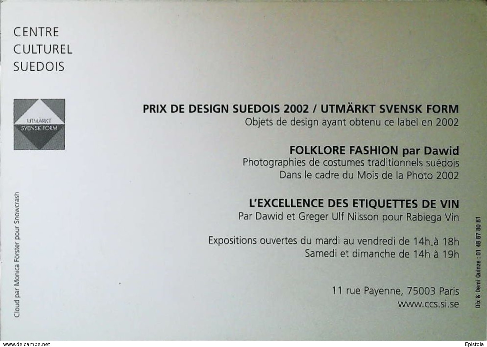 Exposition Centre Cultutrel Suédois à Paris  -Prix Du Design Suédois 2002 - Objet Lié Au Parachutisme - Fallschirmspringen