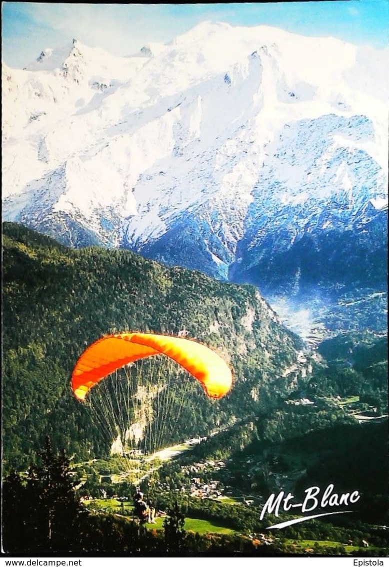 Parapente à PLAINE-JOUX  (Mont Blanc) -  CPM Obliteration 2004 - Parachutting