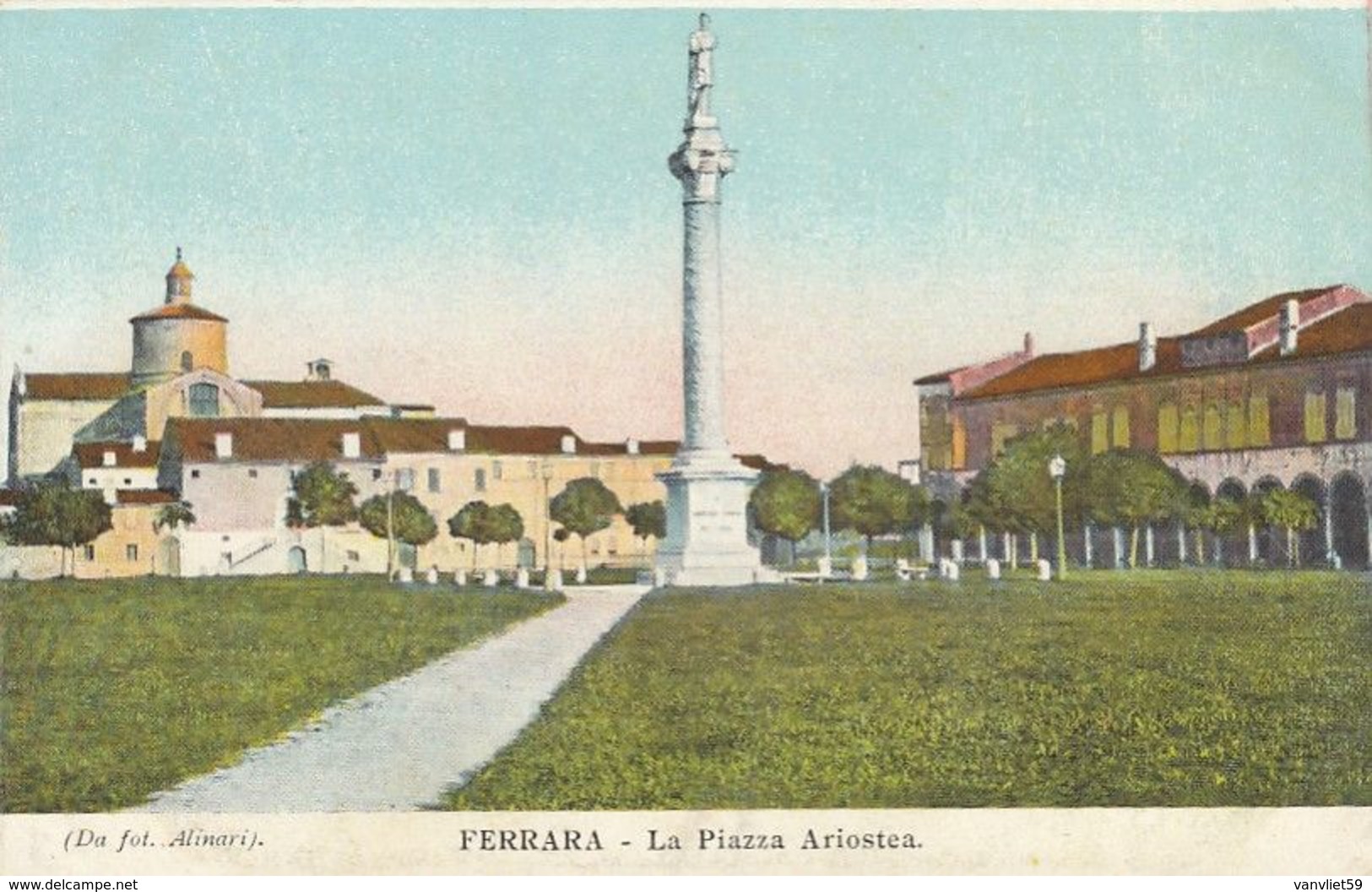 FERRARA-LA PIAZZA ARIOSTEA-CARTOLINA NON VIAGGIATA -ANNO 1900-1904-RETRO INDIVISO - Ferrara