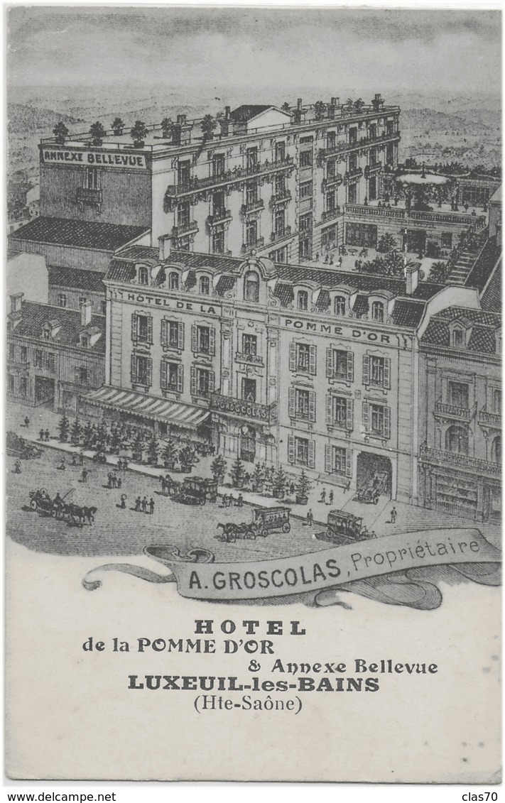 LUXEUIL-LES-BAINS - HOTEL DE LA POMME D'OR - SUPERBE CARTE PUBLICITAIRE - VERS 1900 - Luxeuil Les Bains