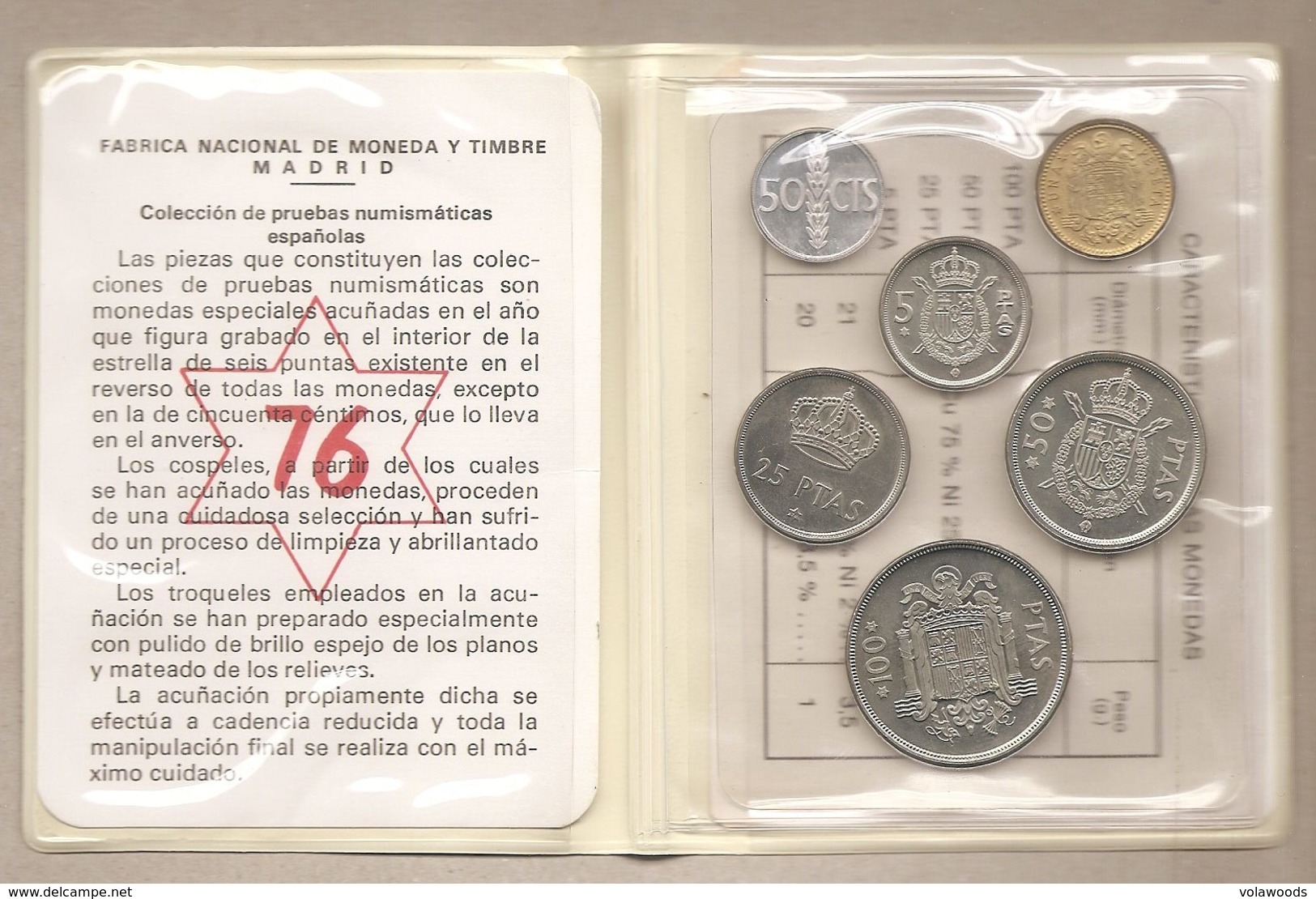 Spagna - Serie Numismatica Proof Set 1976 FDC Ps5 - Ongebruikte Sets & Proefsets