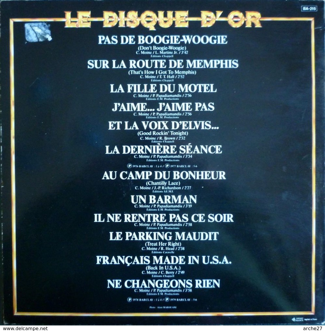EDDY MITCHELL - LP - 33T - Disque Vinyle - Le Disque D'or Vol.2 - 900586 - Rock