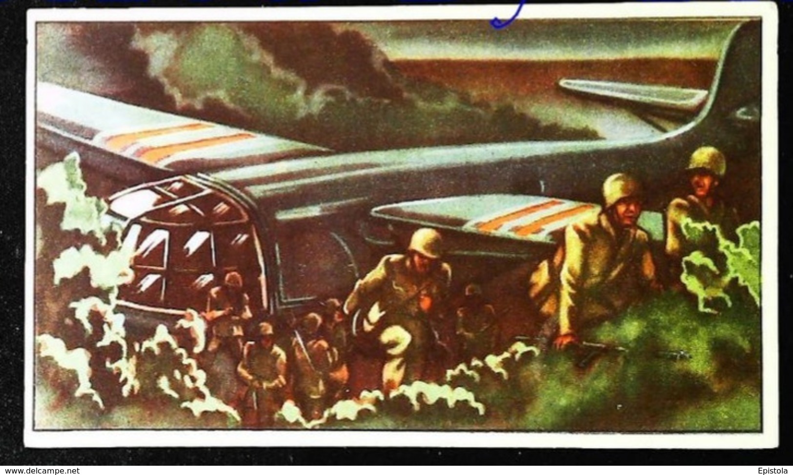 Parachutistes Américains 1944 - Chromo Trefin "Confiserie à LOKEREN" Dimensions CPA " Le Débarquement En Europe" - - Parachutisme