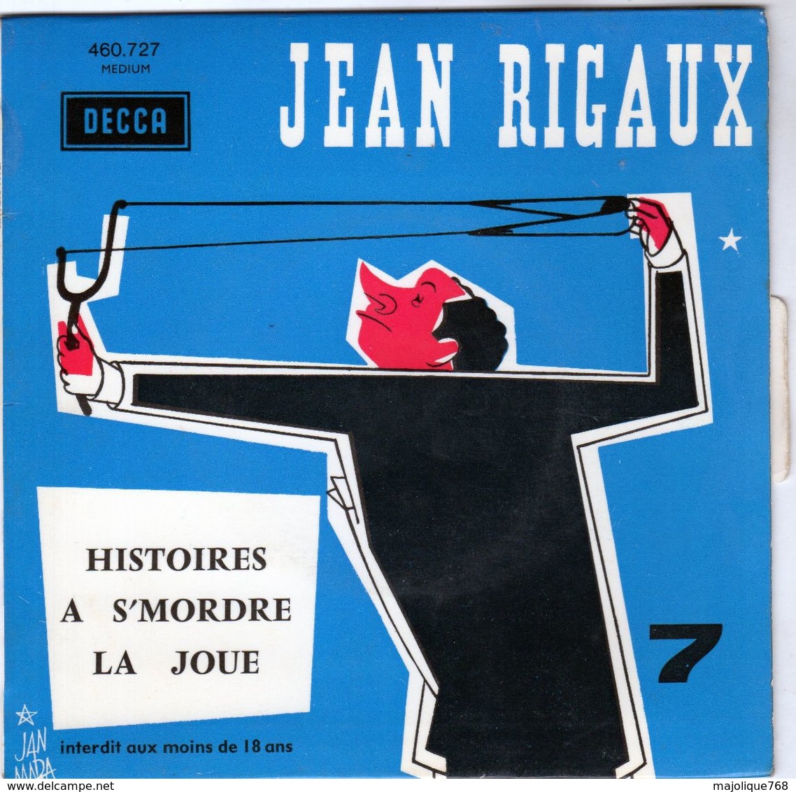 Disque - Jean Rigaux N°7 - Histoires à S'mordre La Joue - DECCA 460.727 - 1968 - - Humour, Cabaret