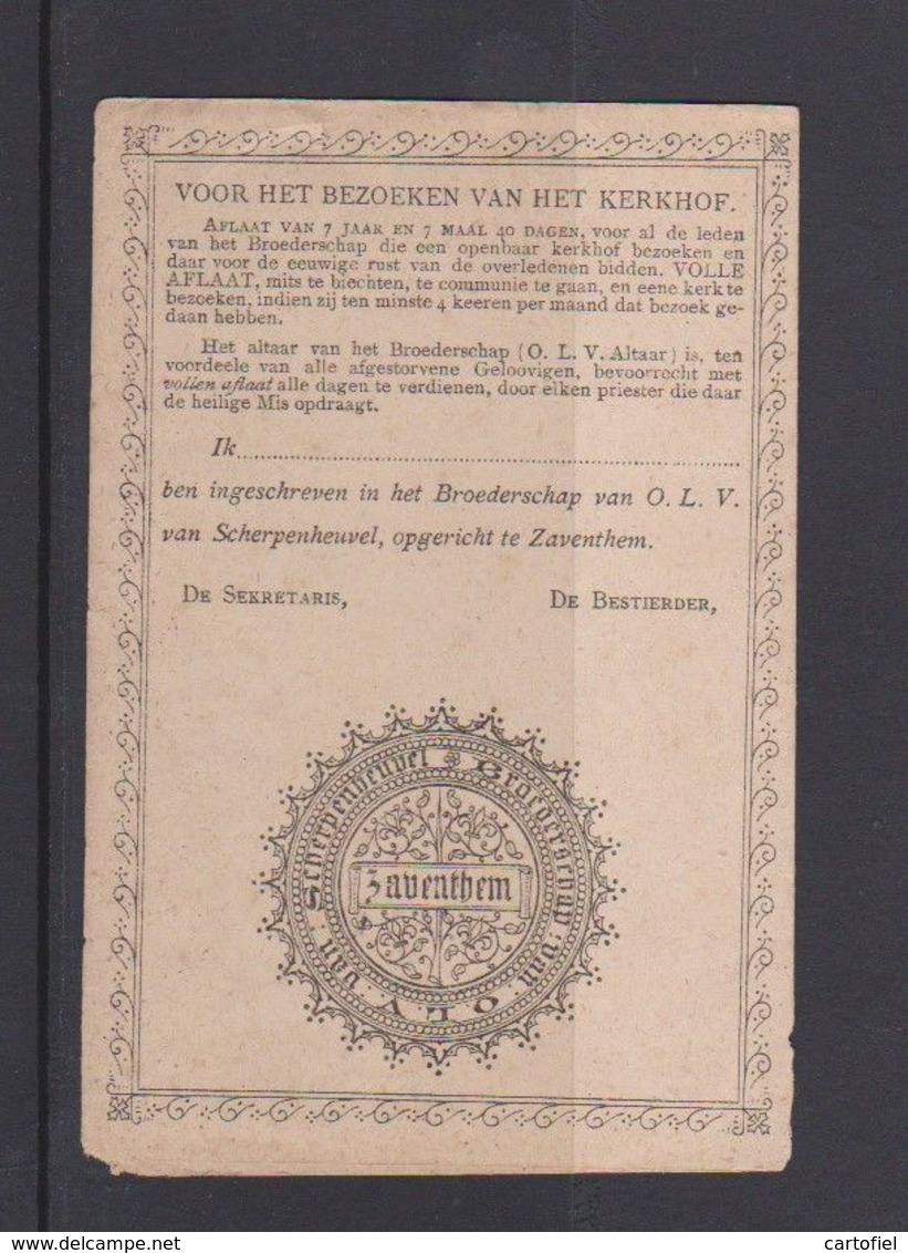 ZAVENTEM-BROEDERSCHAP-O.L.V VAN SCHERPENHEUVEL-BIJZONDERE AFLATEN-PRENTJE+-1900-4BLDZ-STEENDRUK-V.D.VYVERE-3SCANS-RARE - Devotion Images