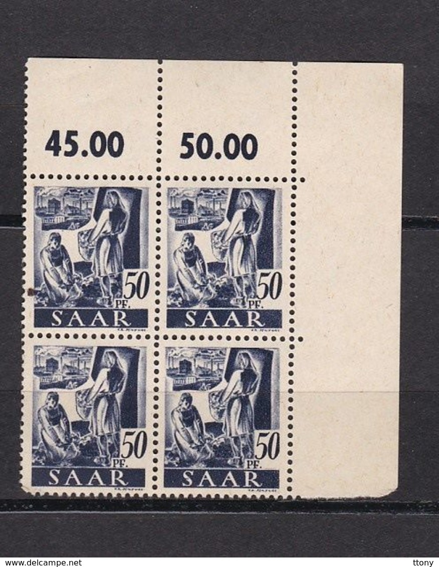 Un Bloc  De 4 Timbres  **   Saar  24 Pfg   Sarre   Année  1947   N°  Yvert   S210 - Neufs