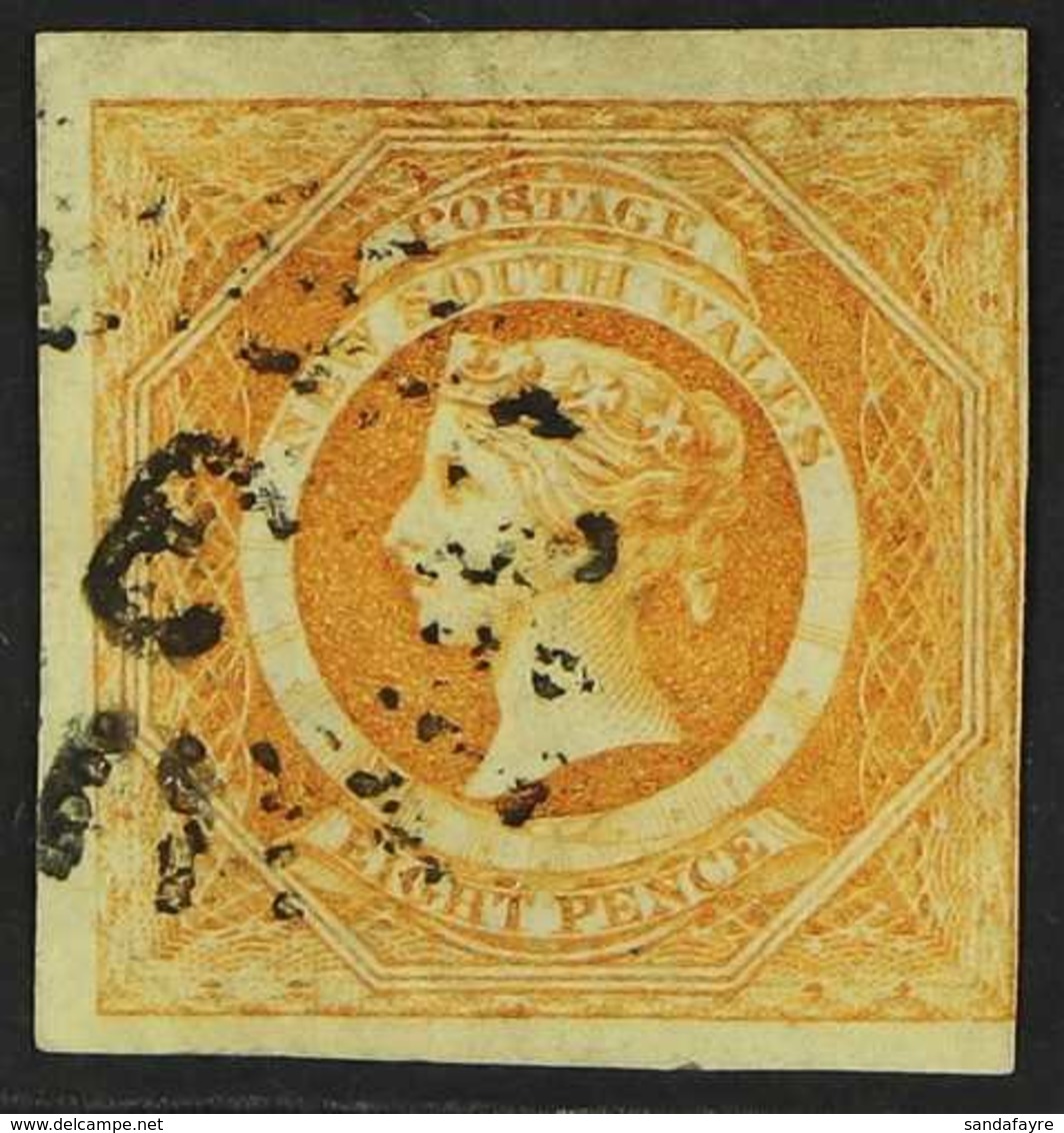 NEW SOUTH WALES  1854-59. 8d Dull Yellow-orange "Diadem", Watermarked "8", SG 98, Imperf With 4 Margins (3 Large Margins - Autres & Non Classés