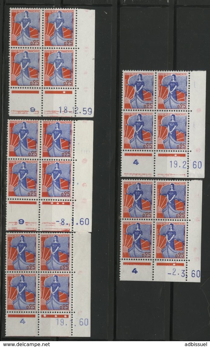 N° 1234 (x5) Cote 62.5 € ** (MNH) (sauf 1 * (MH)) 5 Coins Datés Du 18/12/59, 8/1/60, 19/1/60, 19/2/60 Et 2/3/60 - 1960-1969