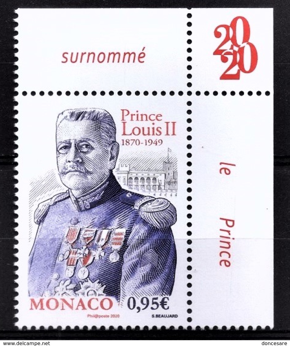 MONACO 2020 -Y.T. N° 3233 /150e ANNIVERSAIRE DE LA NAISSANCE DU PRINCE LOUIS II  - NEUF ** - Unused Stamps