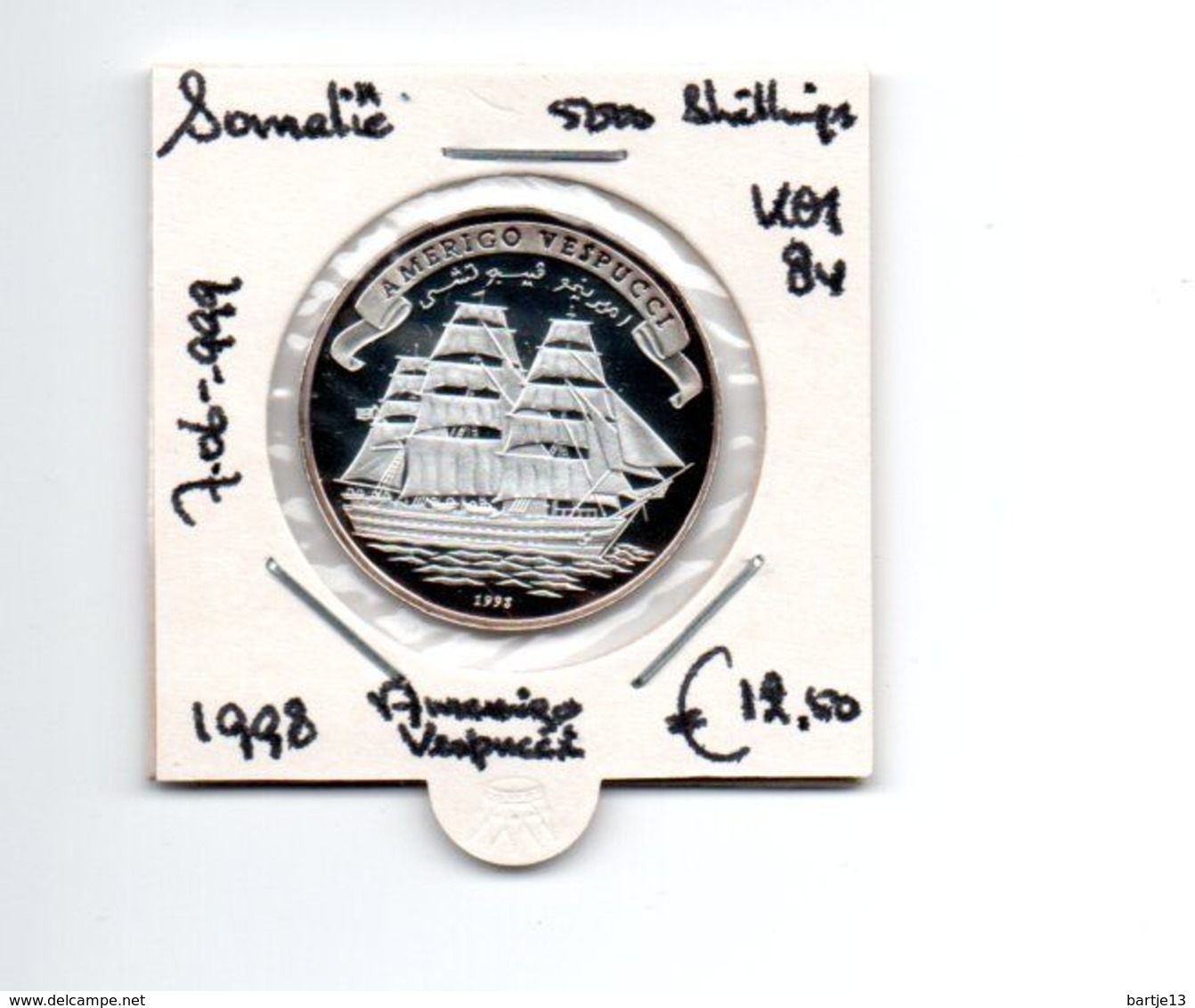 SOMALIE 5000 SHILLINGS 1998 ZILVER PROOF AMERIGO VESPUCCI - Somalia