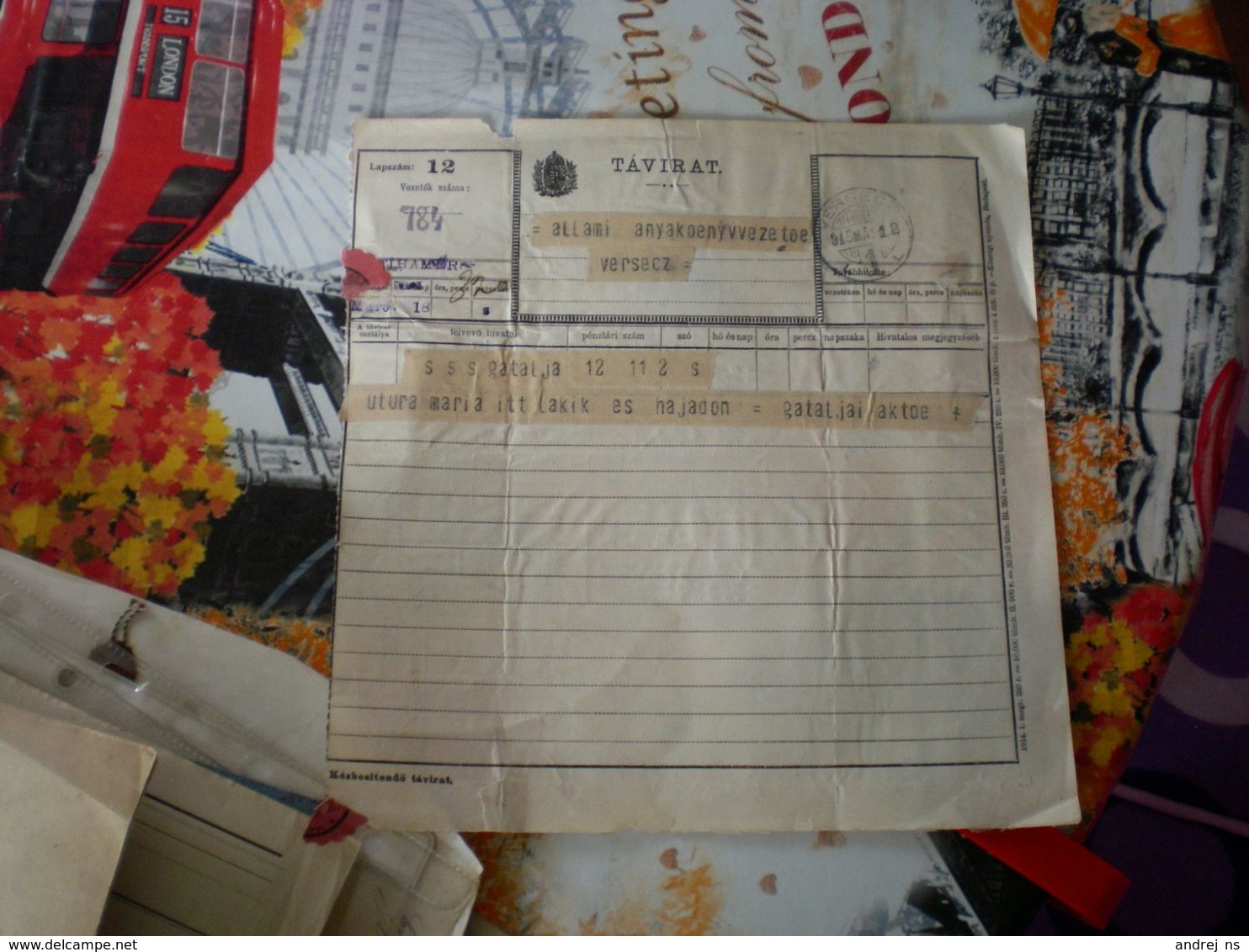 Telegram Tavirat Versec Vrsac To Gatlaja Gataia 1915  30 Filler Stamps - Télégraphes