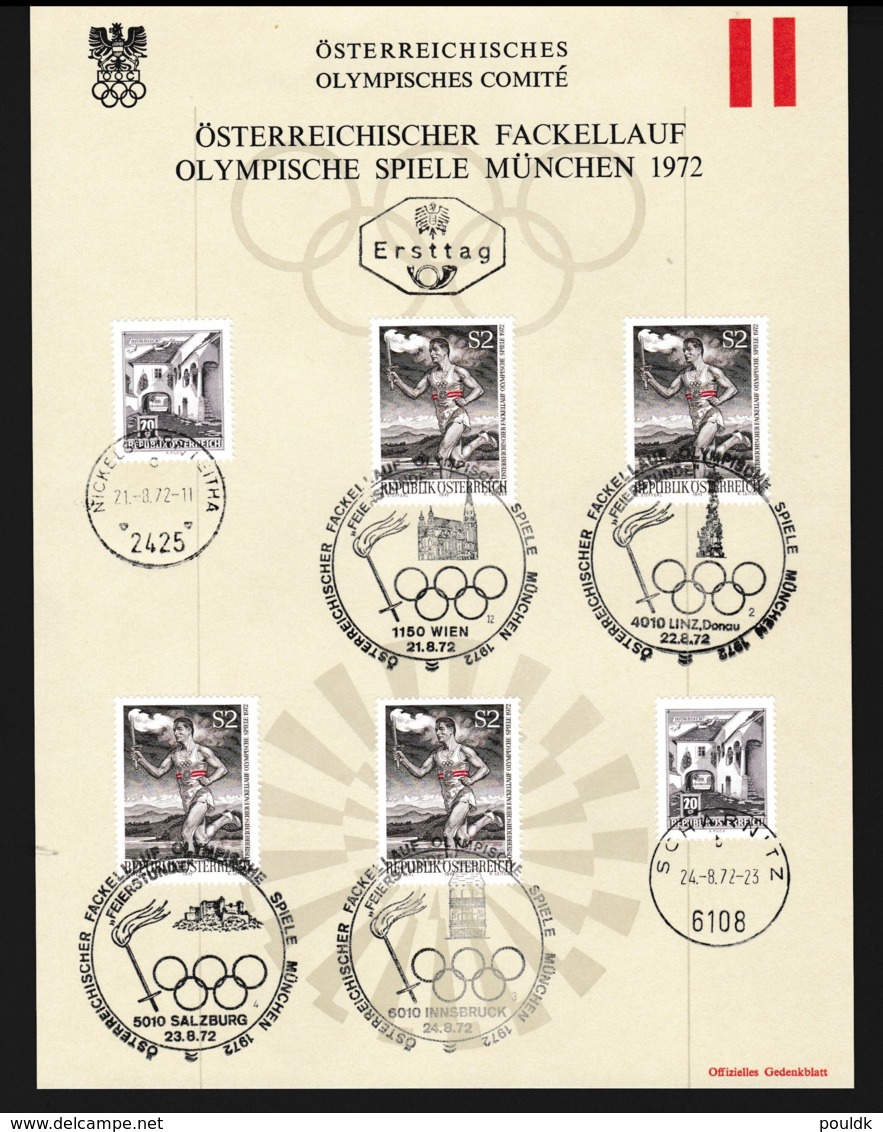 Austria Card 1972 FDC Torch Relay To München Olympic Games (LAR9-122) - Verano 1972: Munich