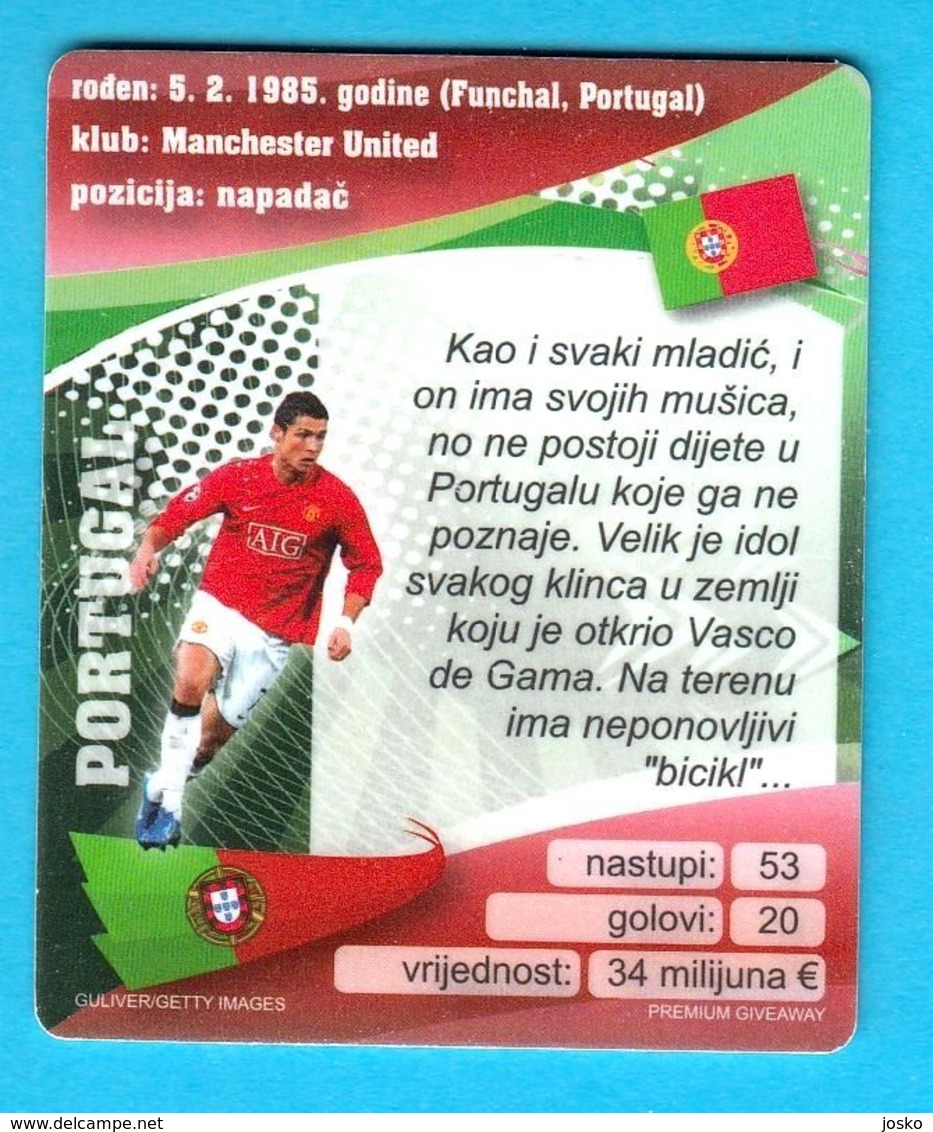 Cristiano Ronaldo - Croatian Trading Card * Real Madrid Juventus FC Manchester United Portugal Football Soccer Futebol - Trading-Karten
