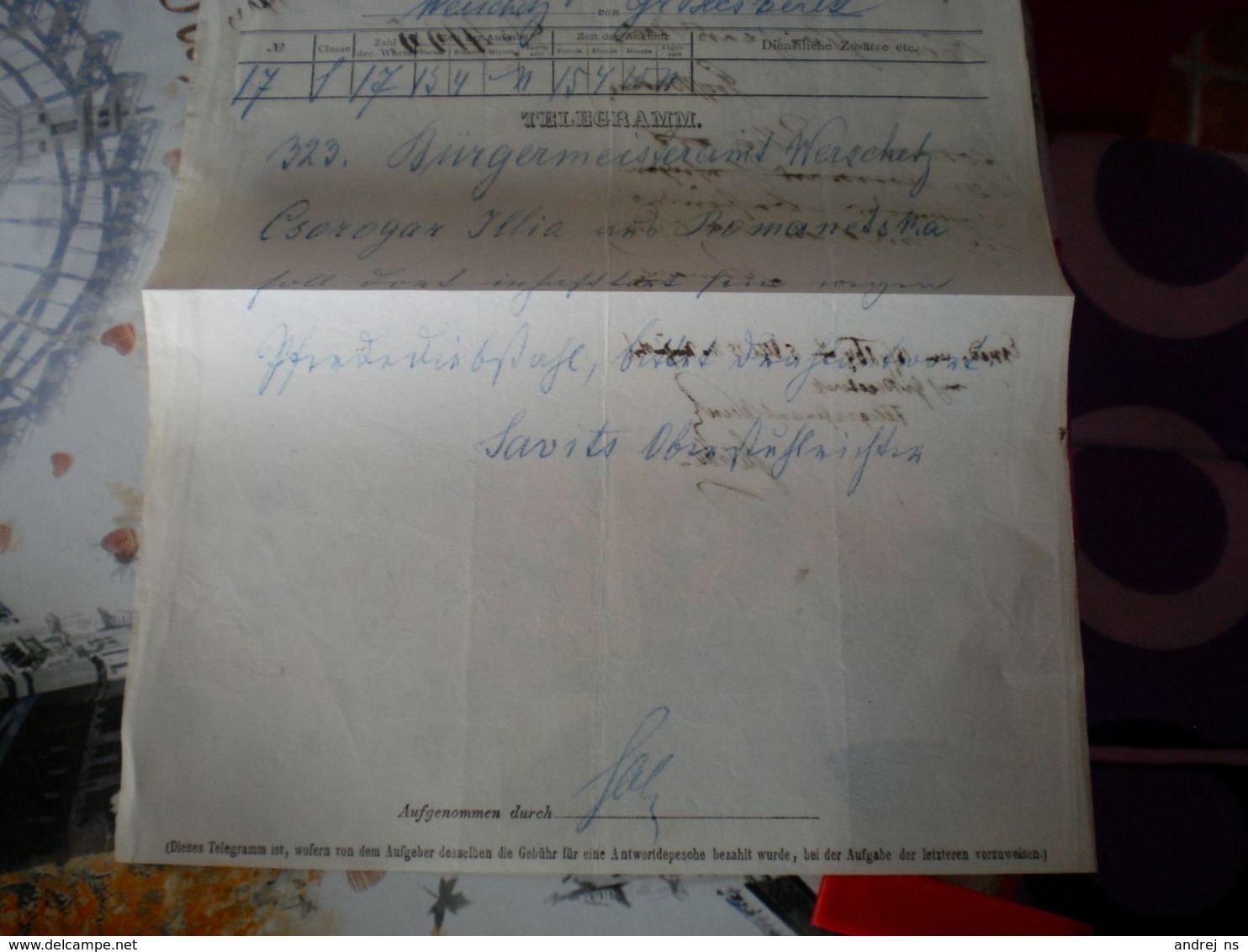Telegramm Deutsch Oesterreichischer Telegraphen Verein Gr Becskerek Zrenjanin To Wersecz Vrsac 1864 Banat - Telegraaf