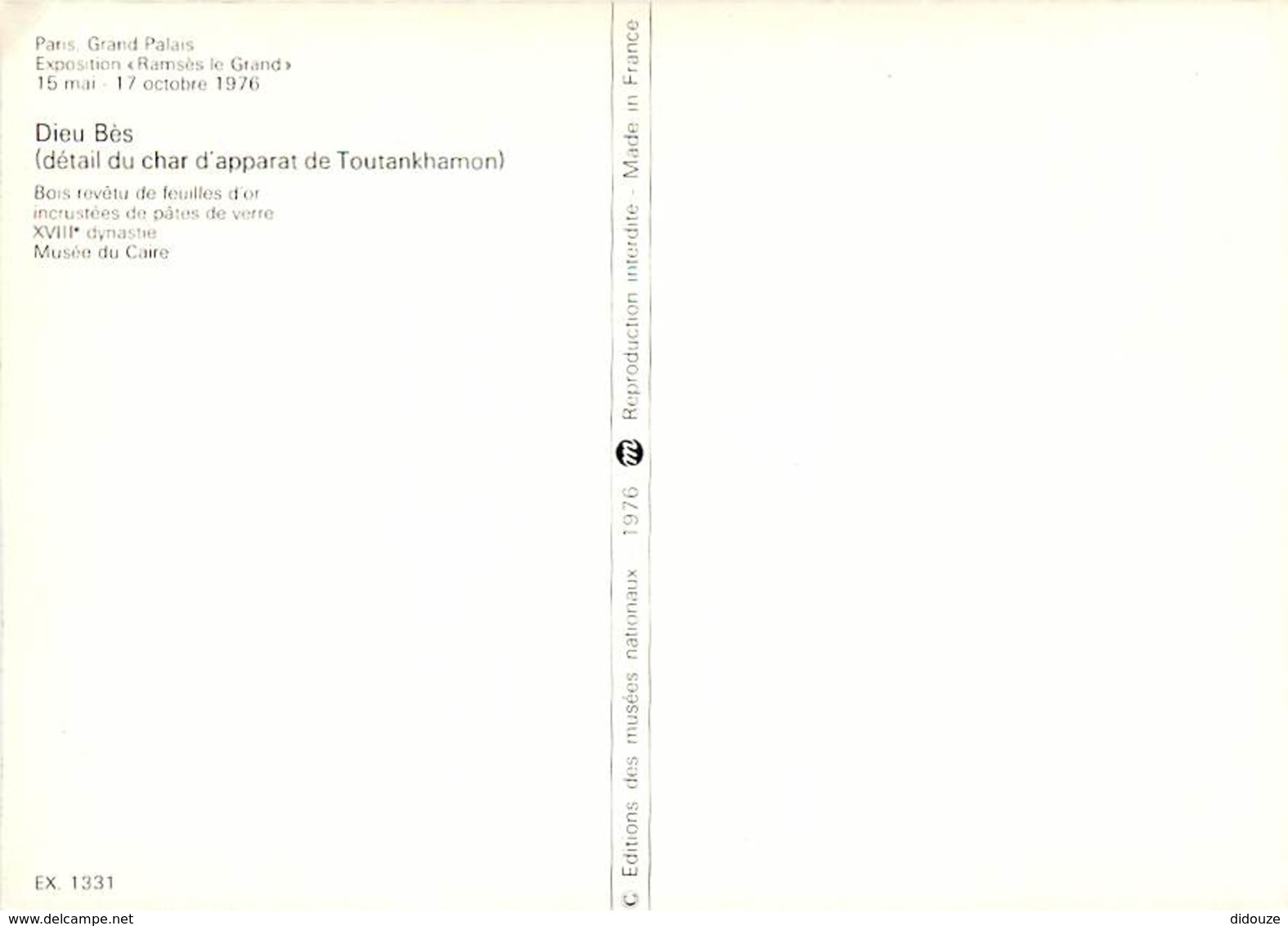 Egypte - Antiquité Egyptienne - Paris Frans Palais - Exposition Ramsès Le Grand De 1976 - Dieu Bès (détail Du Char D'app - Musées