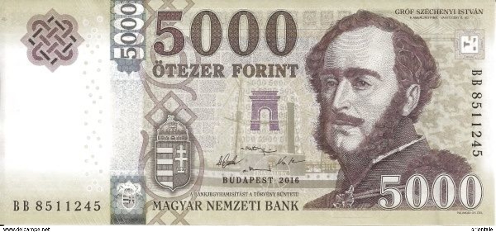 HUNGARY P. 205a 5000 F 2016 UNC - Hungría