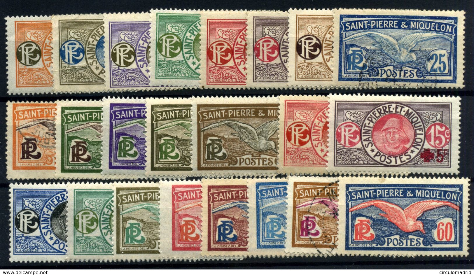 San Pedro Y Miquelón Nº 78/90, 105/6, 107/8, 110/11, 112, 114/15, 116. Año 1909/28 - Used Stamps