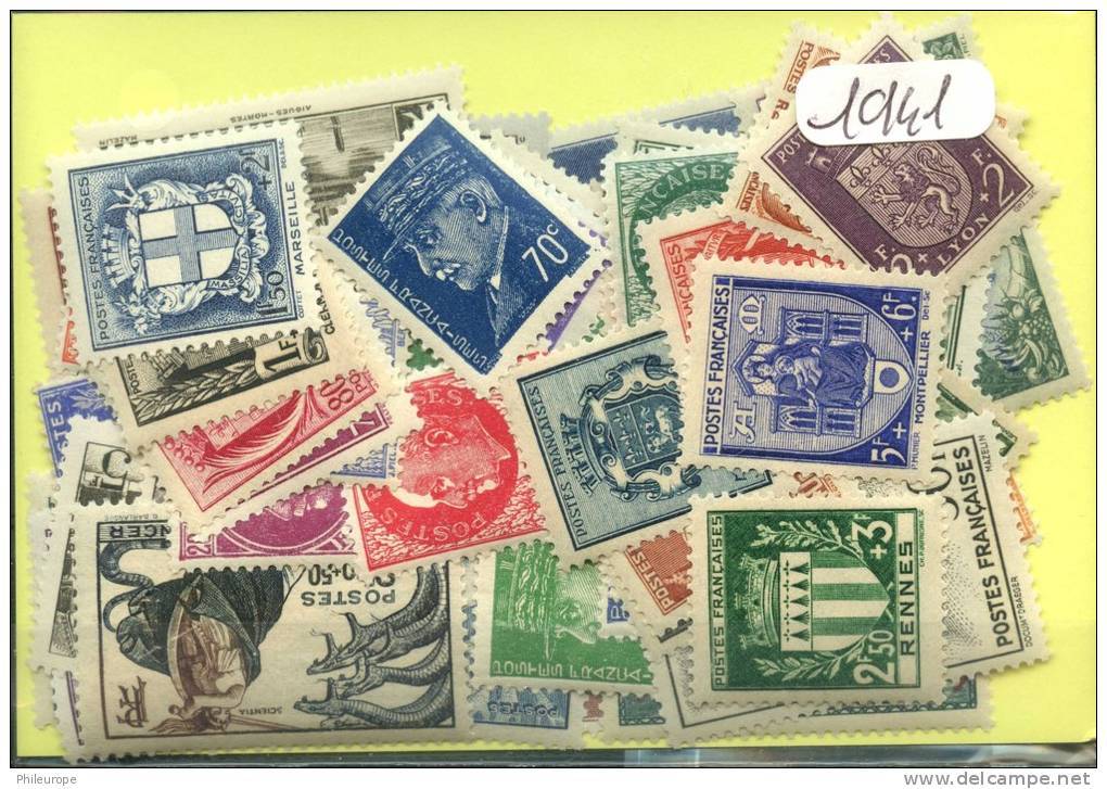 France  Années Completes Neuves ** Luxe 1941 (70 Timbres) - 1940-1949