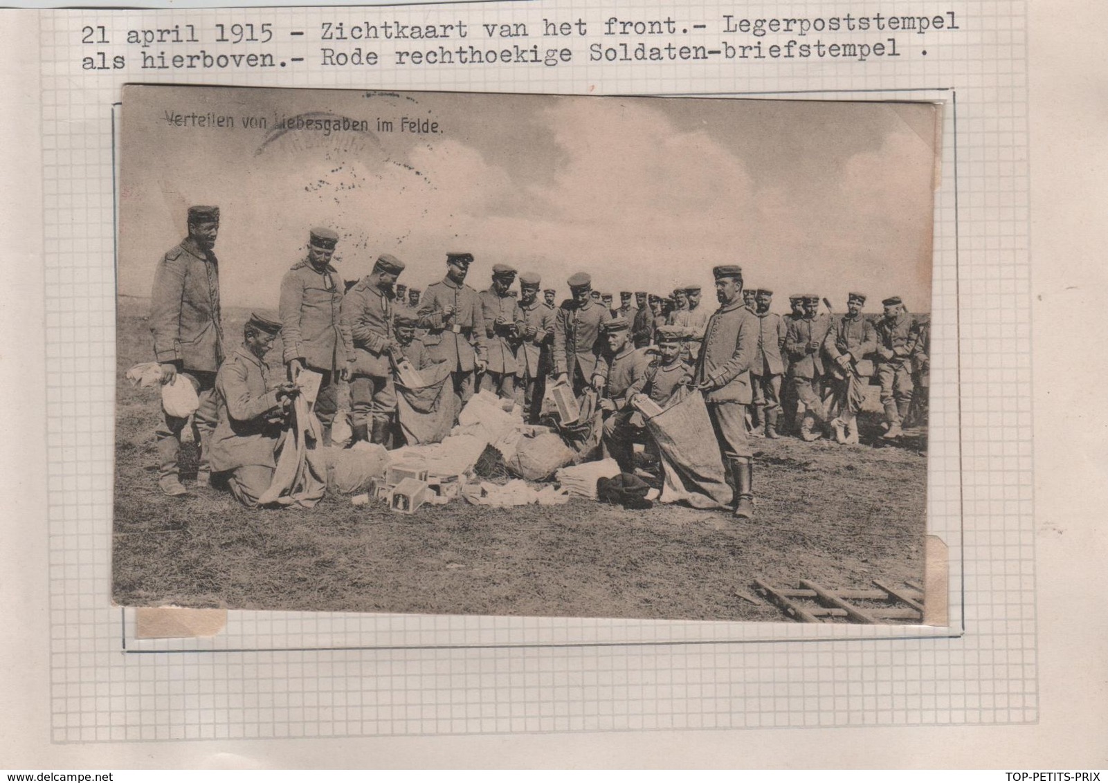 G6/ Feldpost Postcard German Soldiers At The Front K.D.Feldpostamt 21/4/15 De VI Res.Korps + + Stamp S.B. In Red - Occupation 1914-18