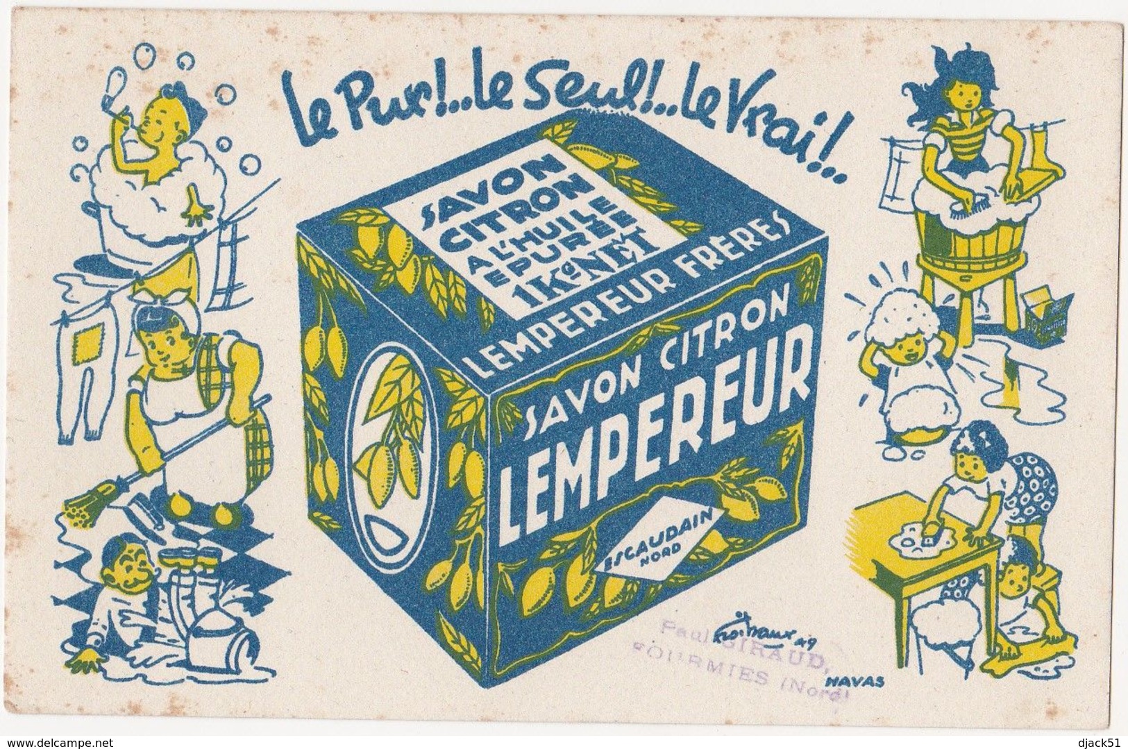 Très Ancien Buvard SAVON CITRON LEMPEREUR ESCAUDAIN NORD / Tampon Paul GIRAUD FOURMIES (Nord) - Parfum & Cosmetica