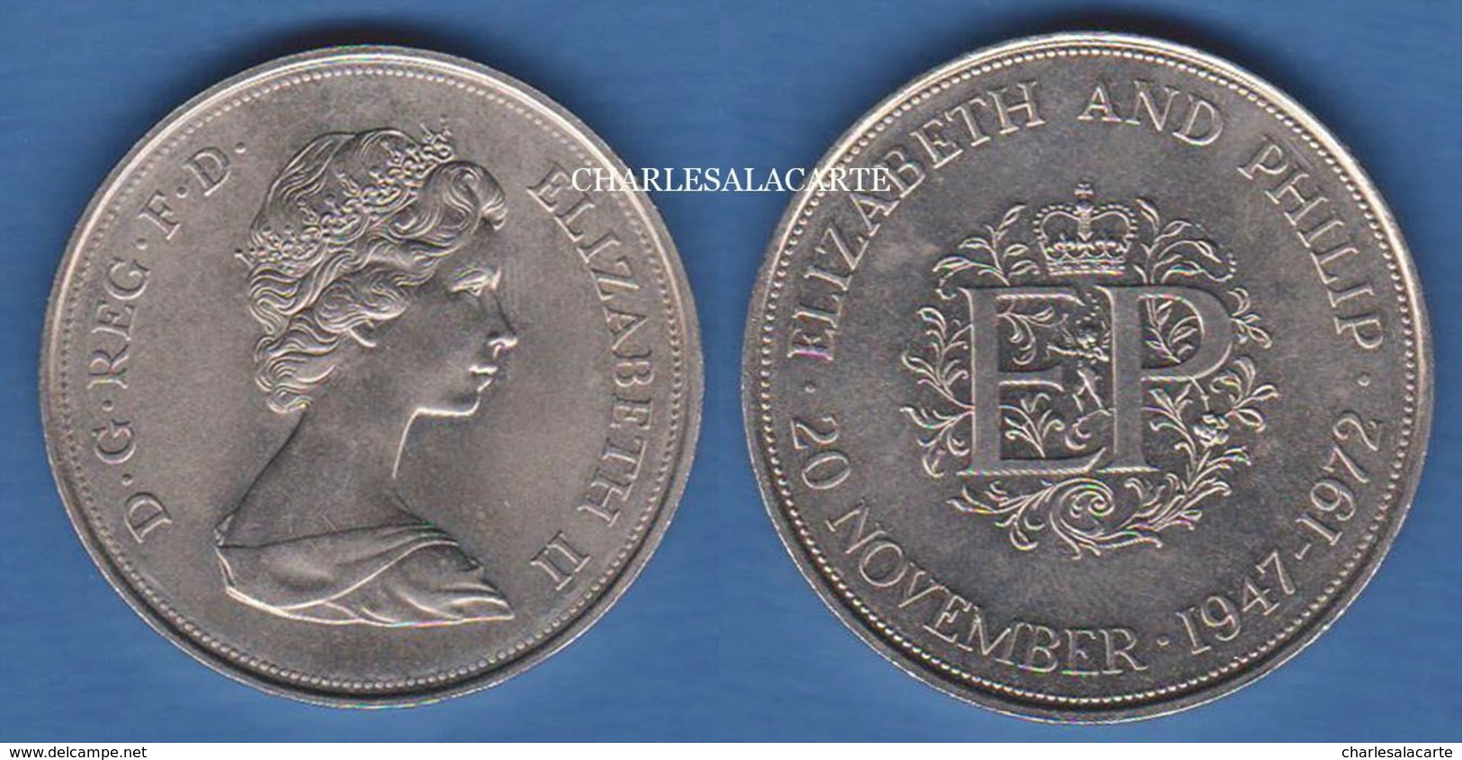 GREAT BRITAIN 1972  ROYAL WEDDING ANNIVERSARY  25 NEW PENCE (CROWN)  EXTREMELY FINE CONDITION  PLEASE SEE SCANS - 25 New Pence