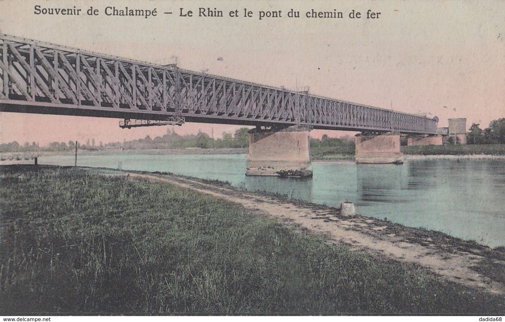 CPA - CHALAMPÉ (HAUT-RHIN) - LE RHIN ET LE PONT DE CHEMIN DE FER - Chalampé