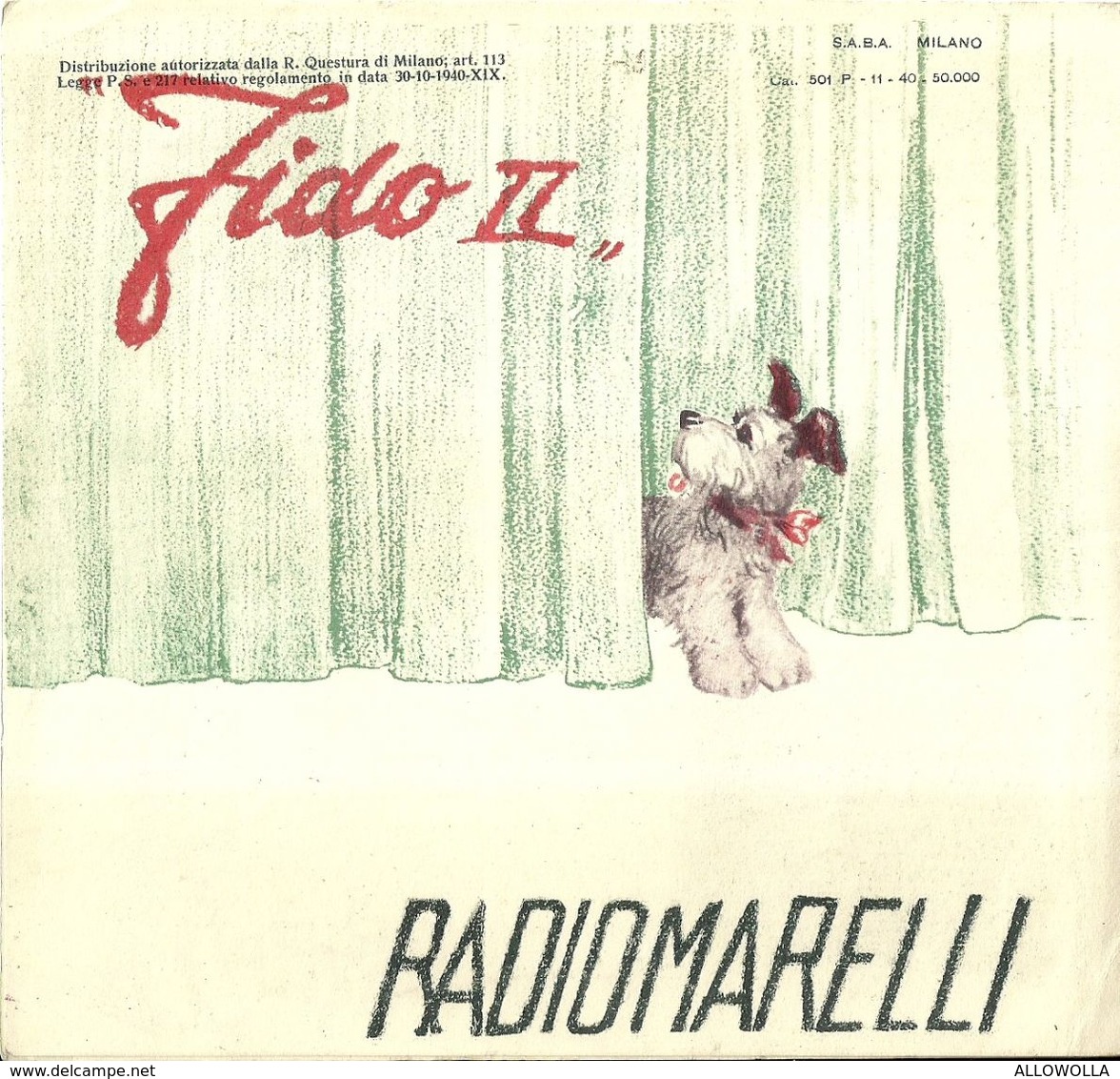 8370" FIDO II-RADIOMARELLI-SUPERETERODINA A 5 VALVOLE-ONDE MEDIE"4 PAGINE -ORIGINALE 1940 - Literature & Schemes