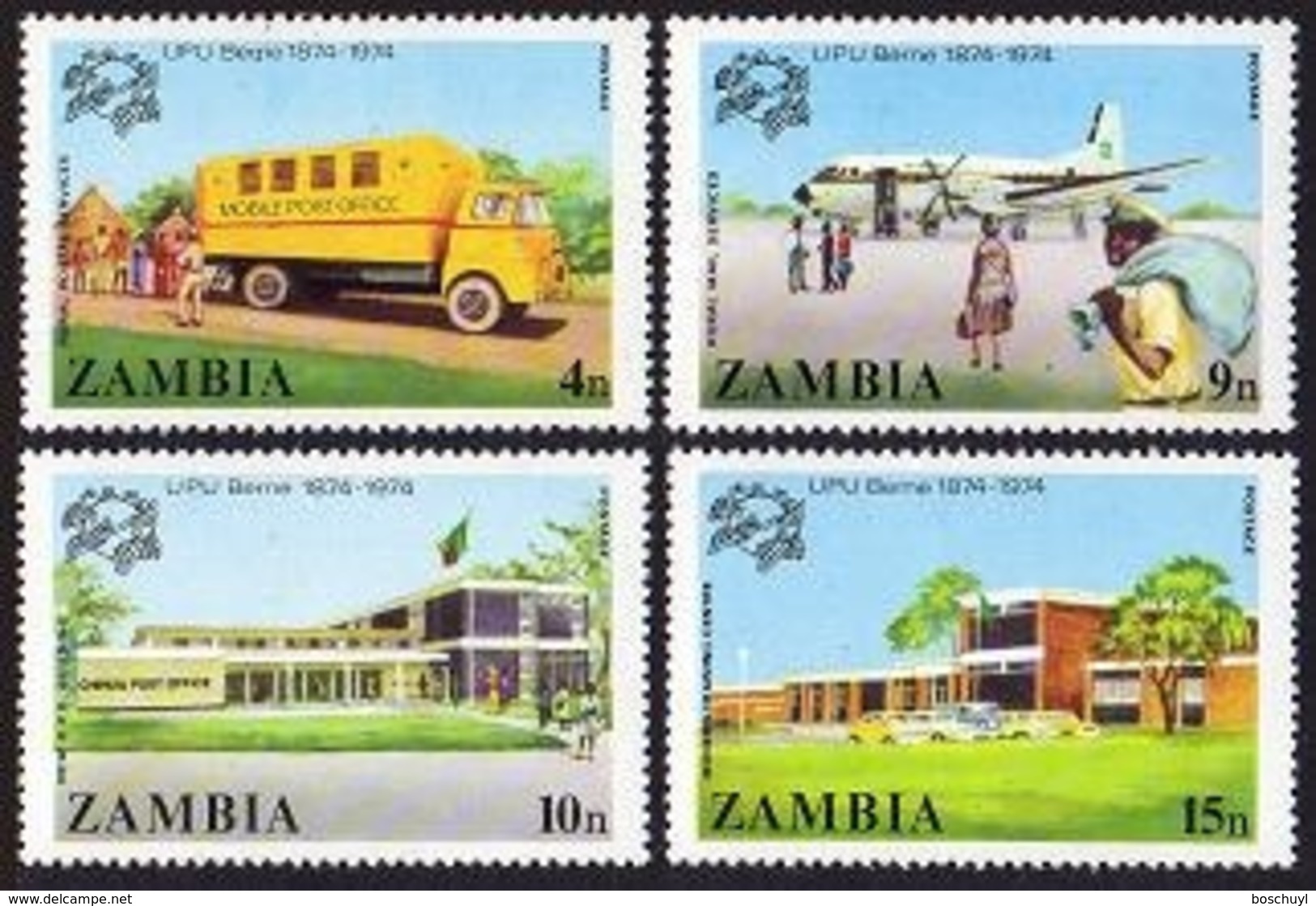 Zambia, 1974, UPU Centenary, Universal Postal Union, United Nations, MNH, Michel 133-136 - Zambia (1965-...)