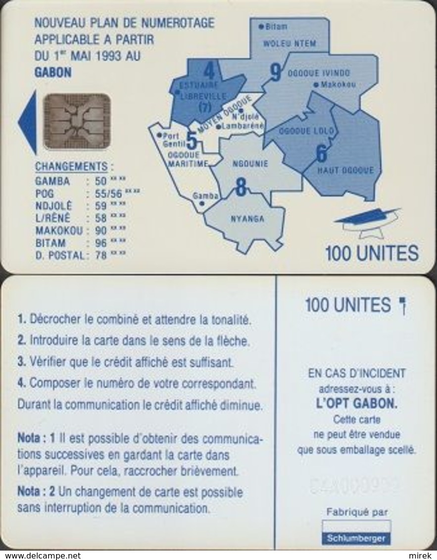 88/ Gabon; P12. Blue Map, 100 Ut., SC5, CN C4A100950 - Gabon