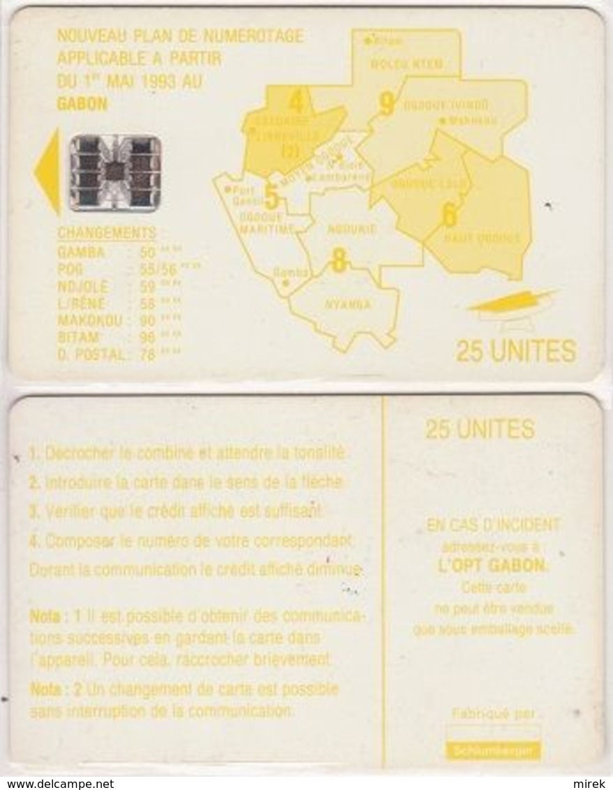 89/ Gabon; P15. Yellow Map, 25 Ut., SC7, No CN - Gabon