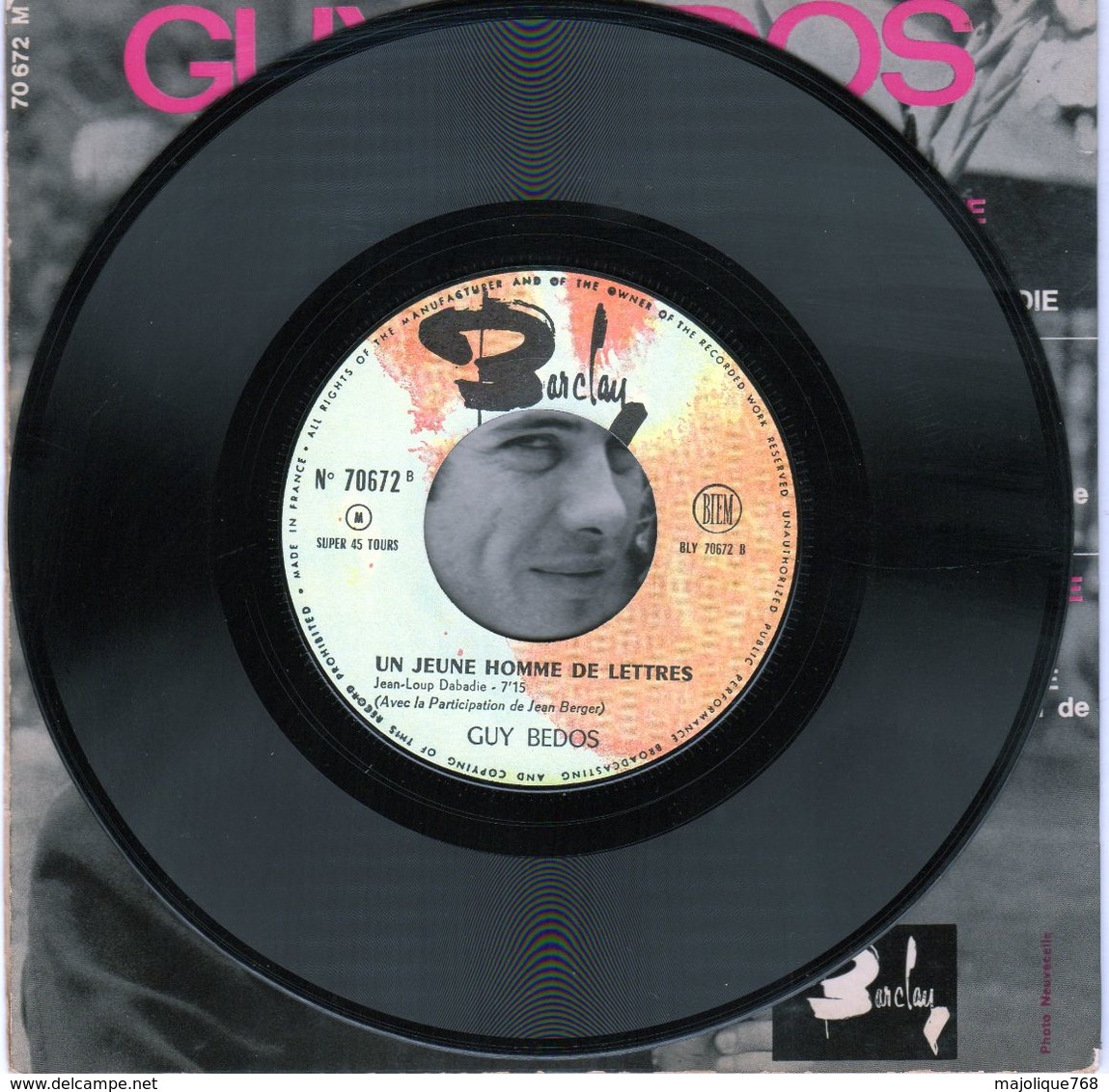 Disque - Guy Bedos - Bonne Fête Paulette - Barclay 70672 M - 1964 - Comiques, Cabaret