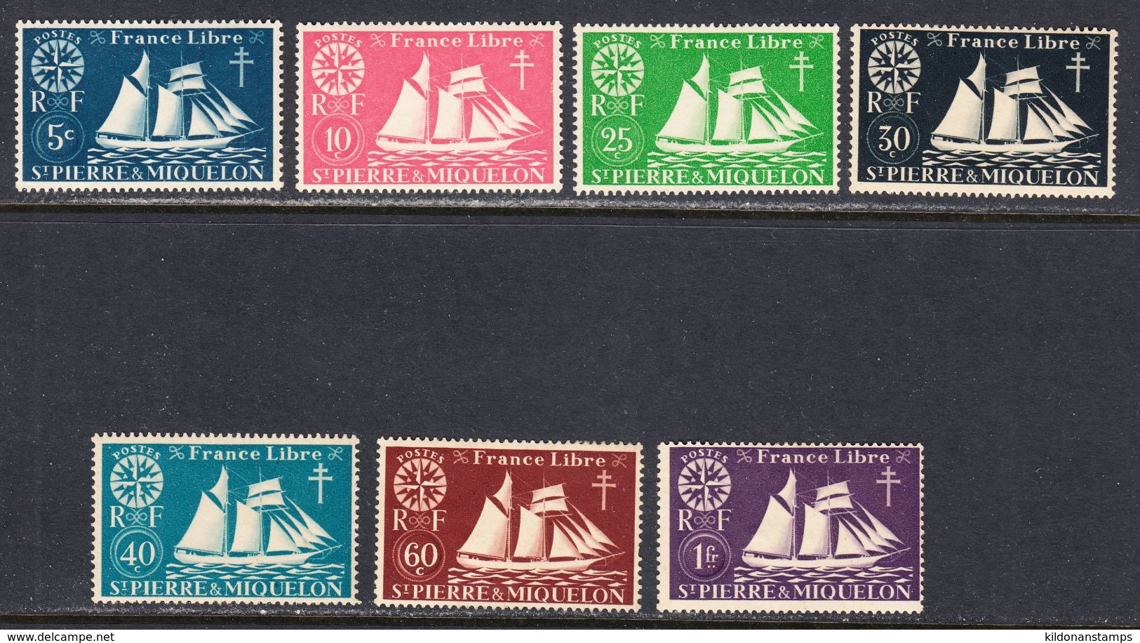 St. Pierre & Miquelon 1942 Mint No Hinge, Sc# ,SG ,Yt 296-302 - Unused Stamps