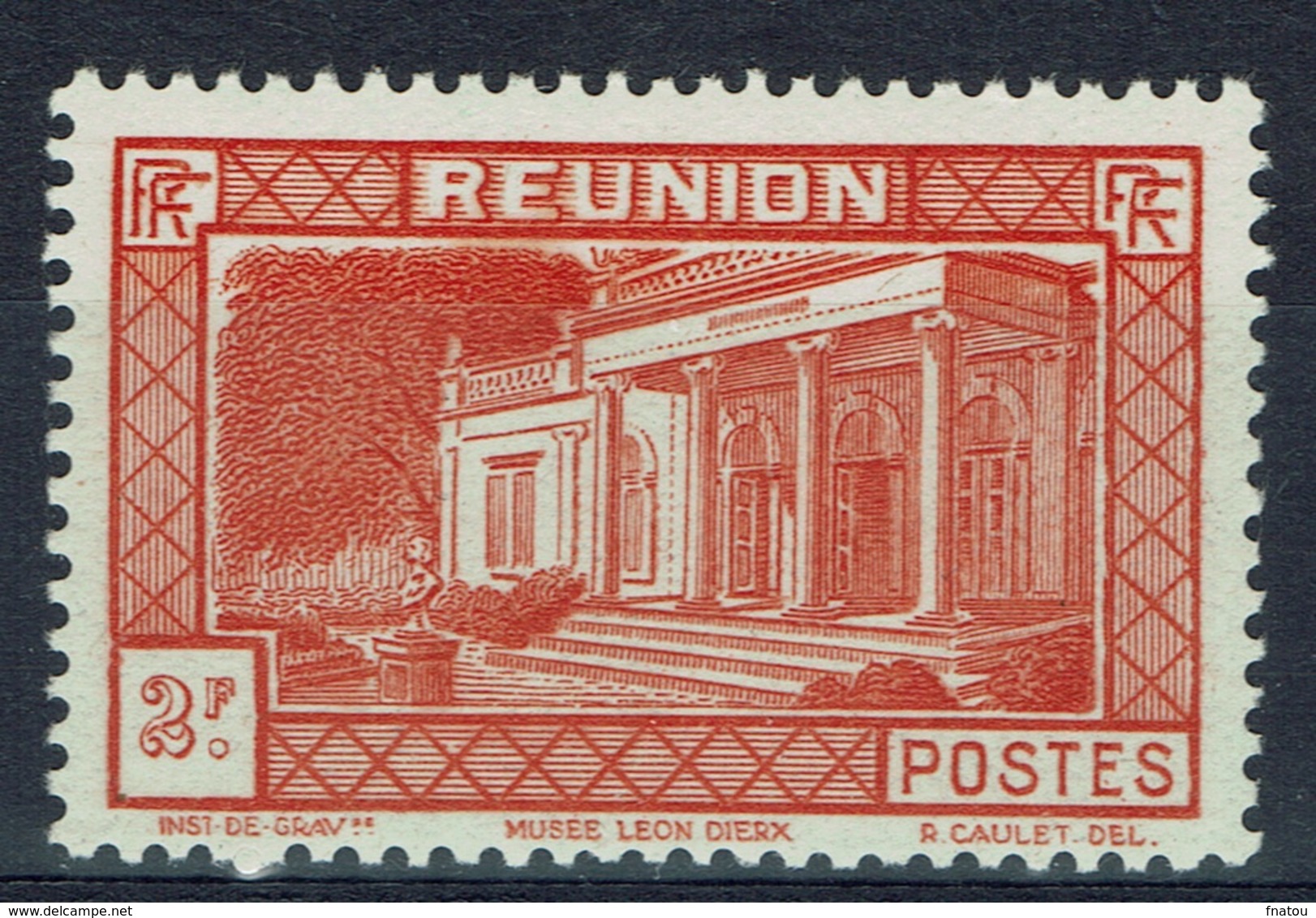 Réunion Island, 2f, Museum Leon-Dierx, Saint-Denis, 1933, MNH VF - Ungebraucht