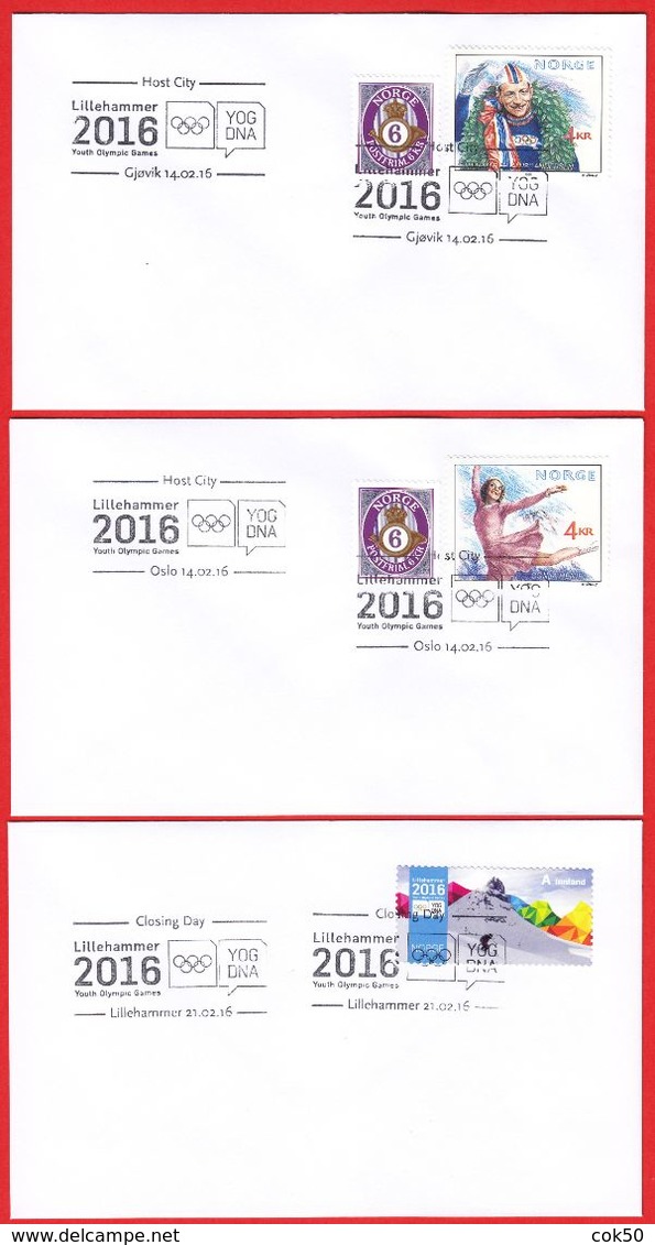 NORWAY - Lillehammer 2016 «Winter Youth Olympics - All Host Cities Incl.opening/closing Dates» (study 3 Scans) - Inverno 2016: Lillehammer (Giochi Olimpici Giovanili)