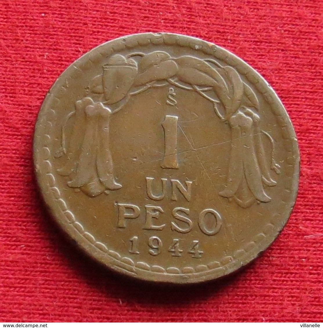 Chile 1 Un Peso 1944 KM# 179  Chili - Cile